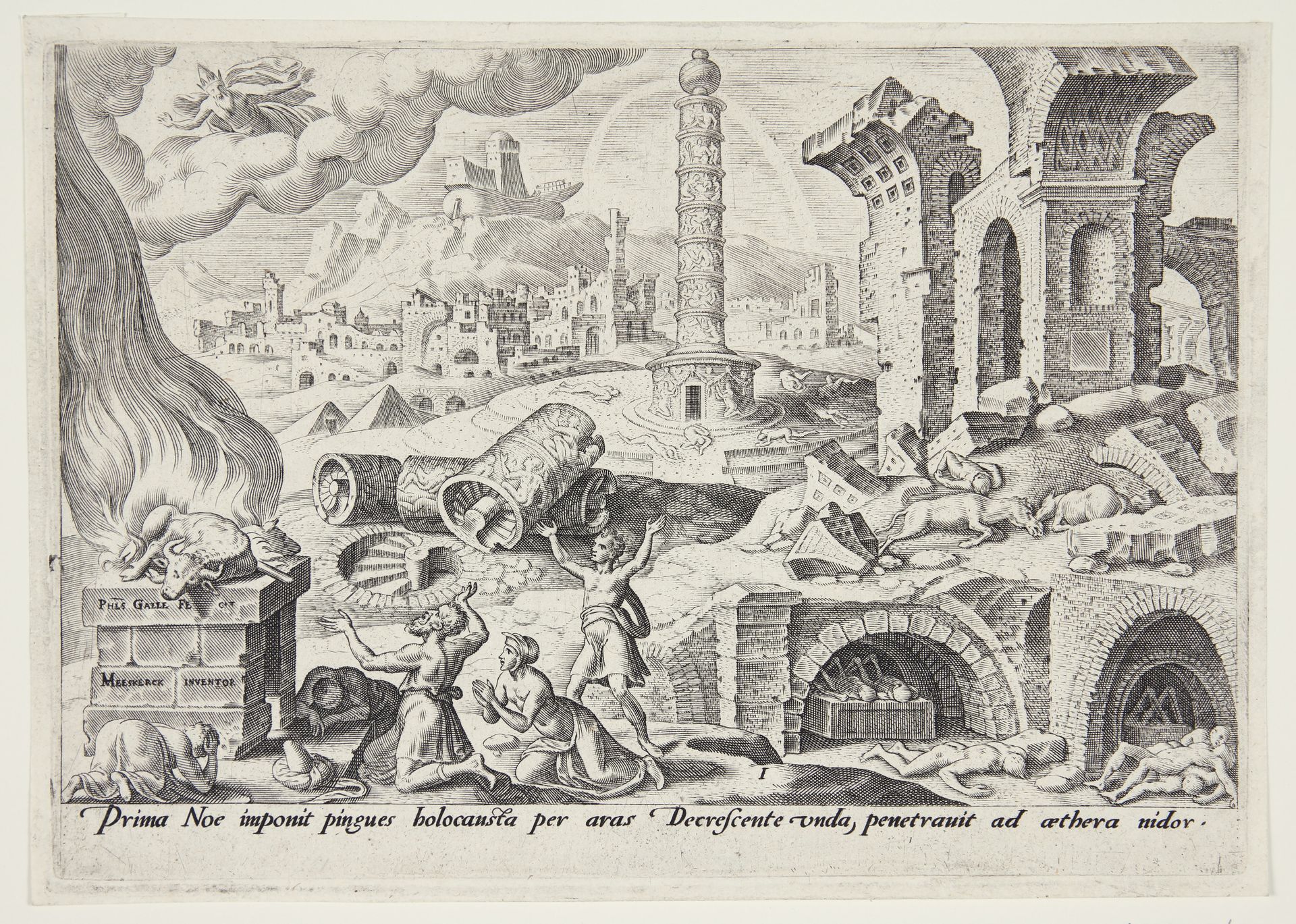 Noah's sacrifice by Philips Galle