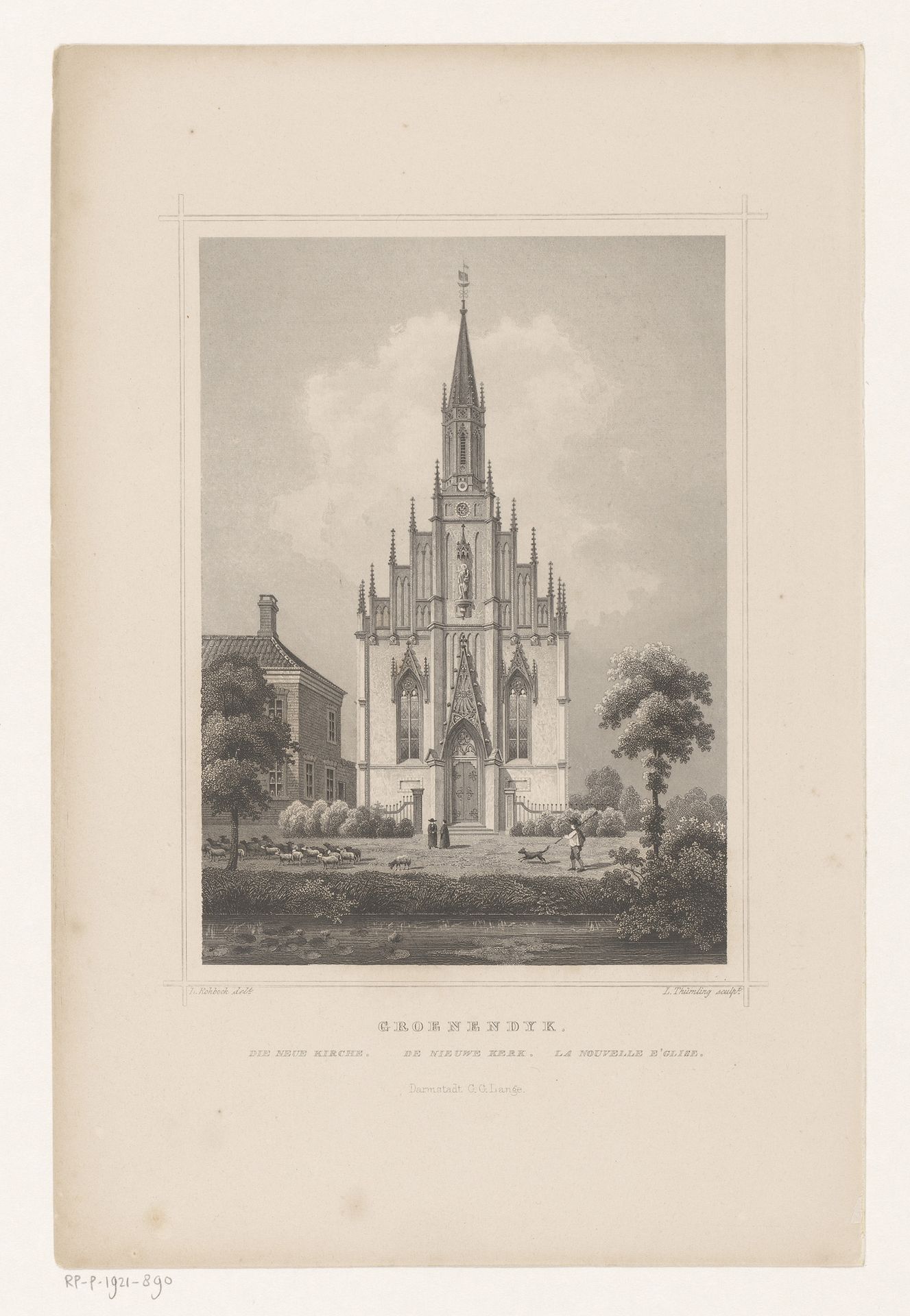 Gezicht op de nieuwe kerk te Groenendijk by Louis Thümling