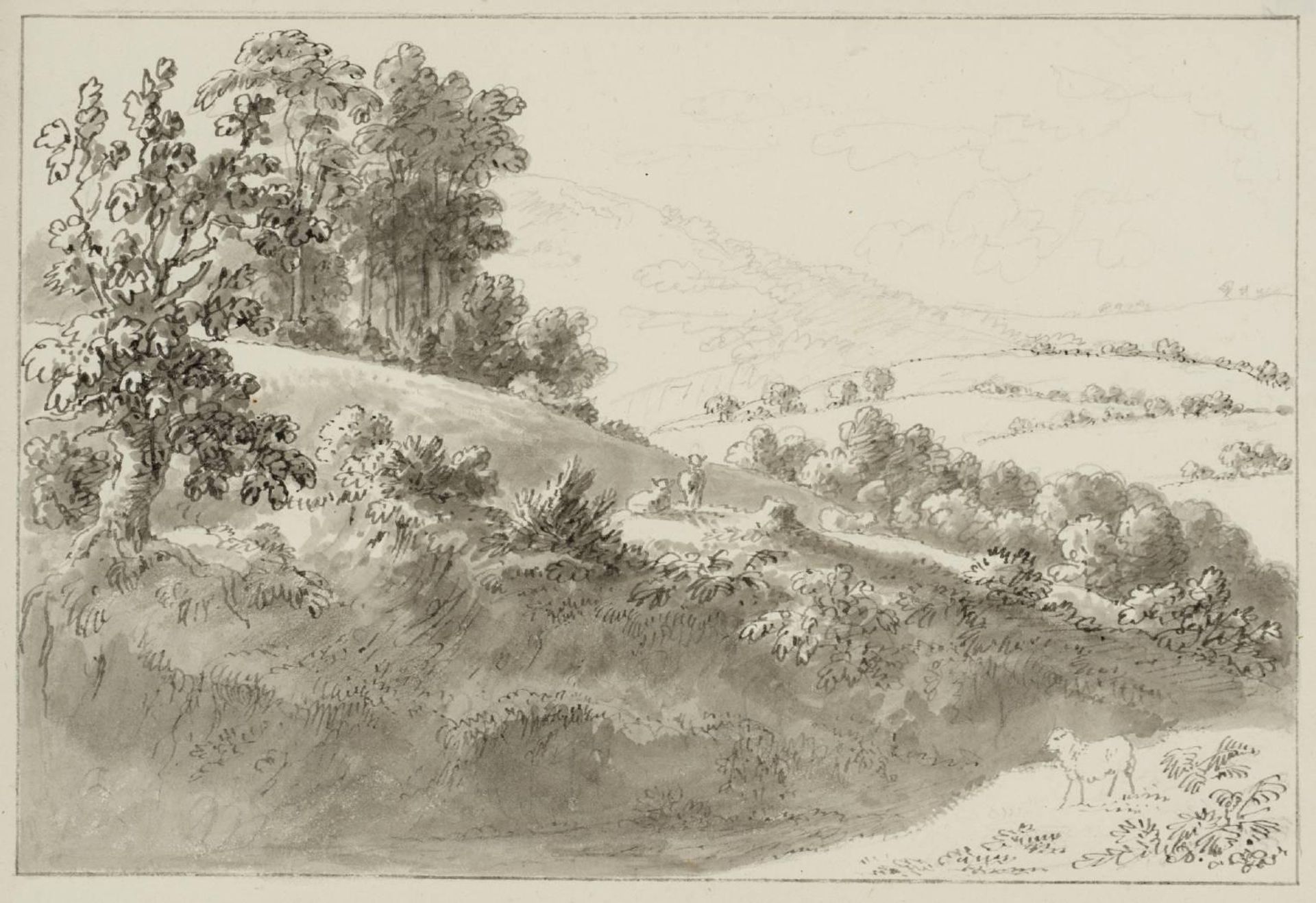 Hilly Landscape with Sheep by Anthony Devis