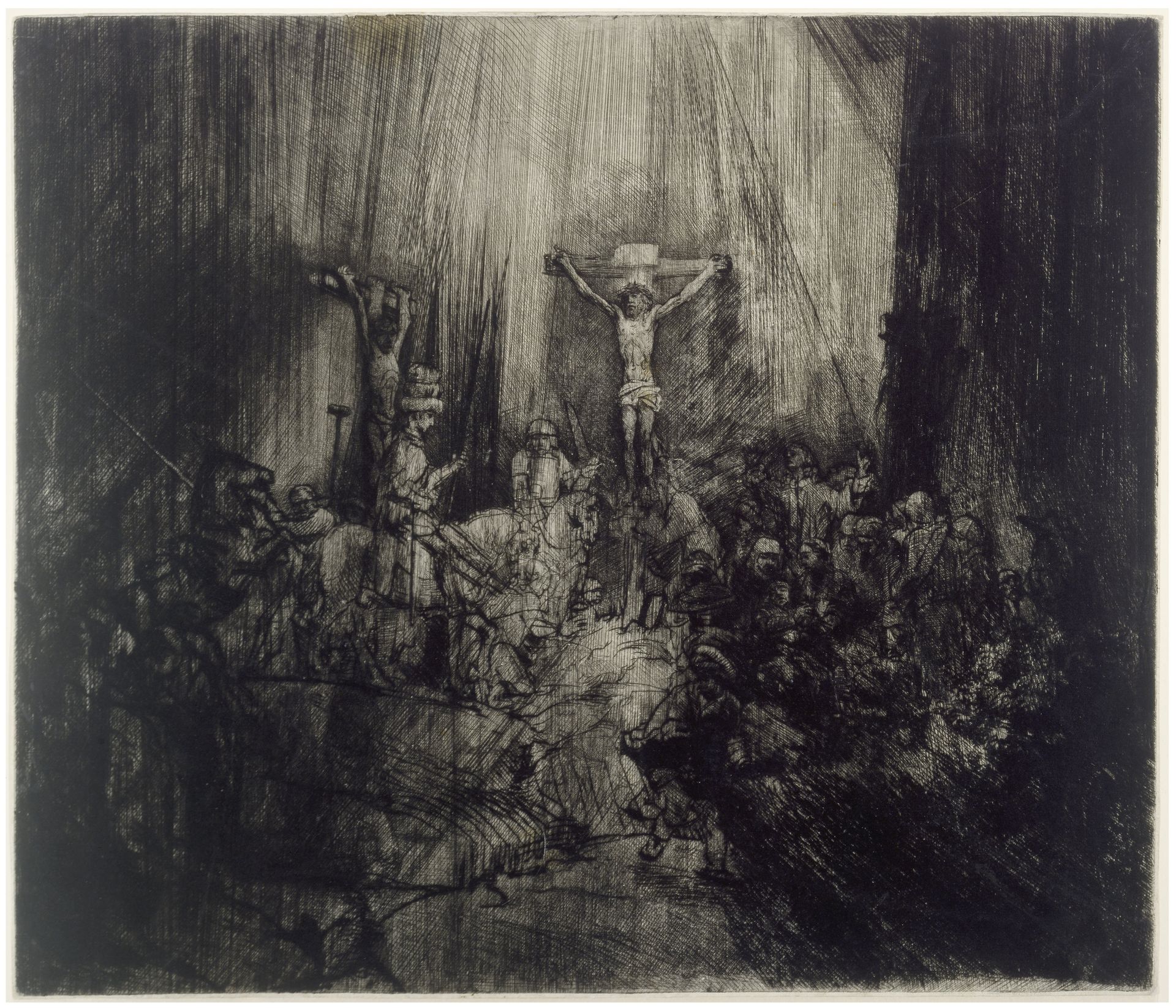 Christ crucified between the two thieves_ 'The three crosses' by Rembrandt van Rijn
