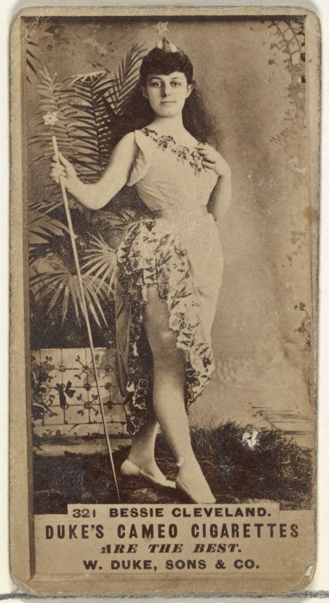 Card Number 321, Bessie Cleveland, from the Actors and Actresses series (N145-5) issued by Duke Sons & Co. to promote Cameo Cigarettes by W. Duke, Sons & Co.