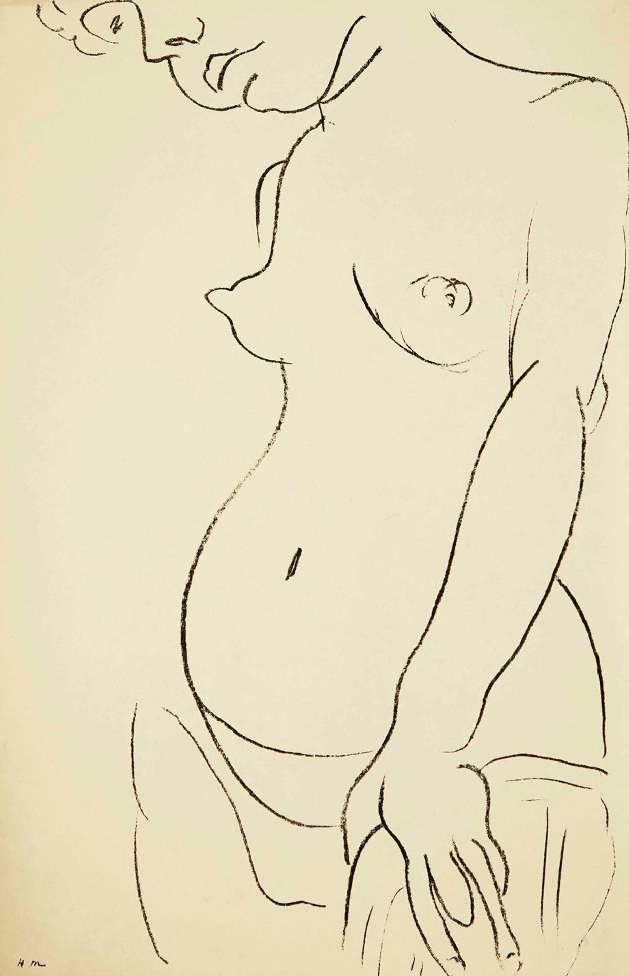 Nu de trois-quarts, une partie de la tête coupée by Henri Matisse