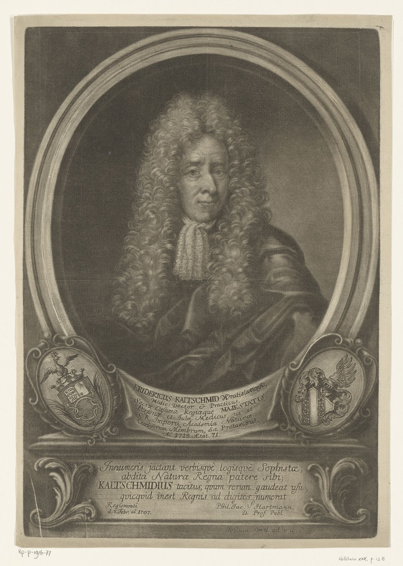 Portret van Friedrich Kaltschmied op 71-jarige leeftijd by Johann Oertl