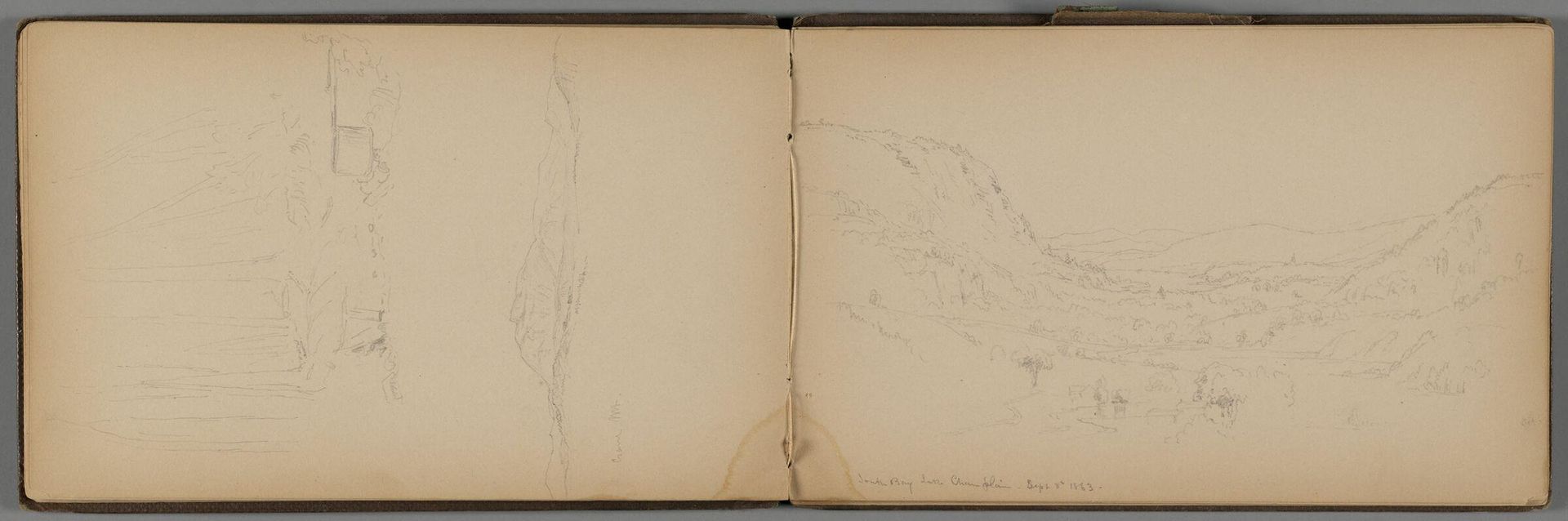 Lake Champlain; verso: Partial Landscape with Lake by Sanford Robinson Gifford