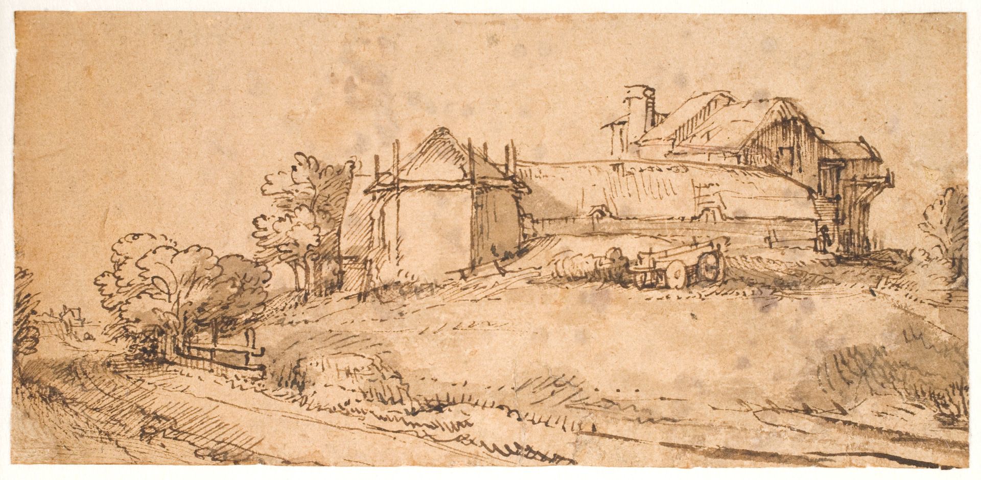 Landscape with a Farmhouse and a Hay Barn by Rembrandt van Rijn