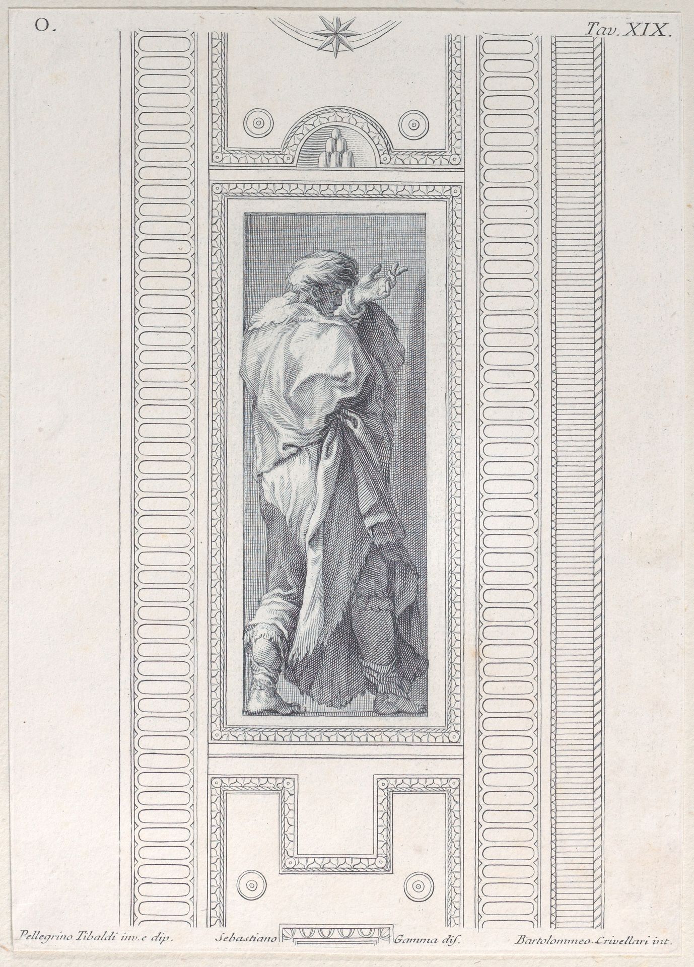 Plate 19: figure seen from behind with left hand raised by Bartolomeo Crivellari