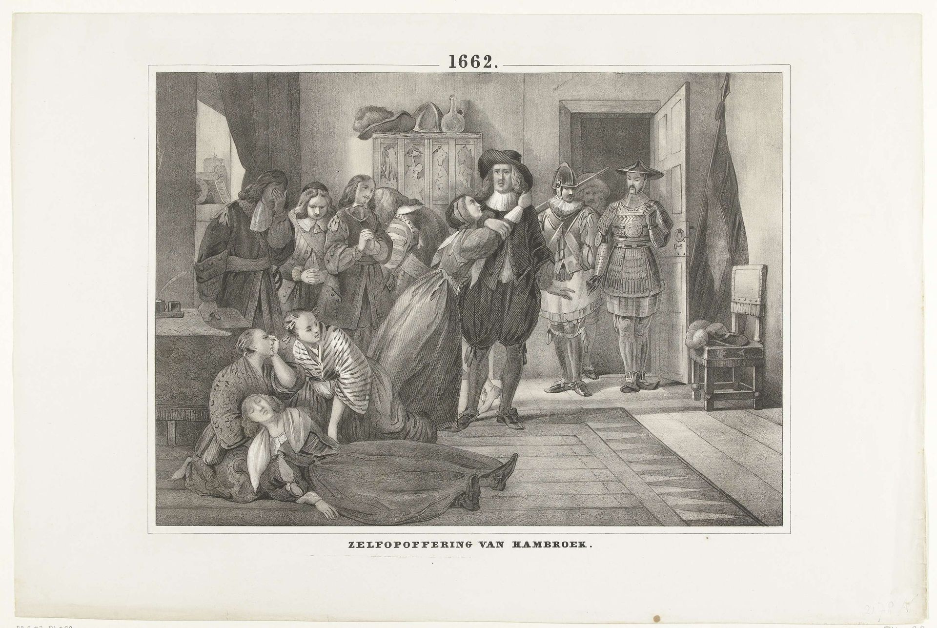 De zelfopoffering van predikant Hambroeck op Formosa, 1661 by Anonymous