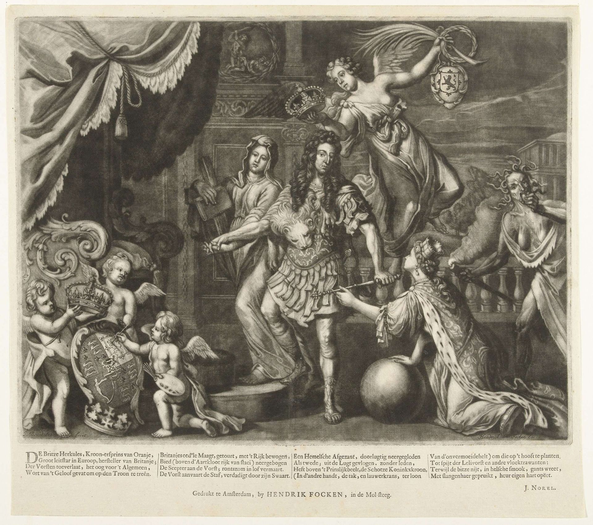 Allegorie op de aanstelling van Willem III als koning van Groot-Brittannië, 1689 by Jan Broedelet