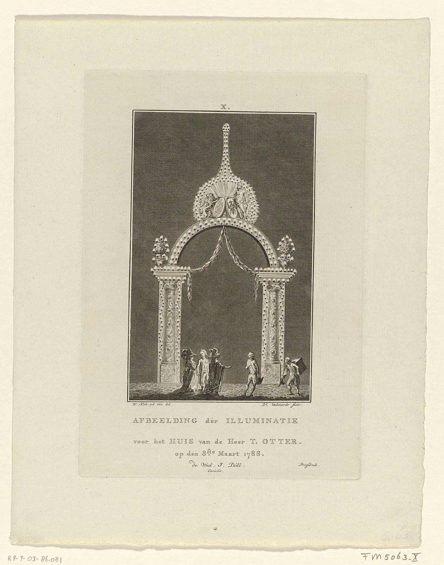 Illuminatie voor het huis van T. Otter te Amsterdam, 1788 by Daniël (I) Veelwaard
