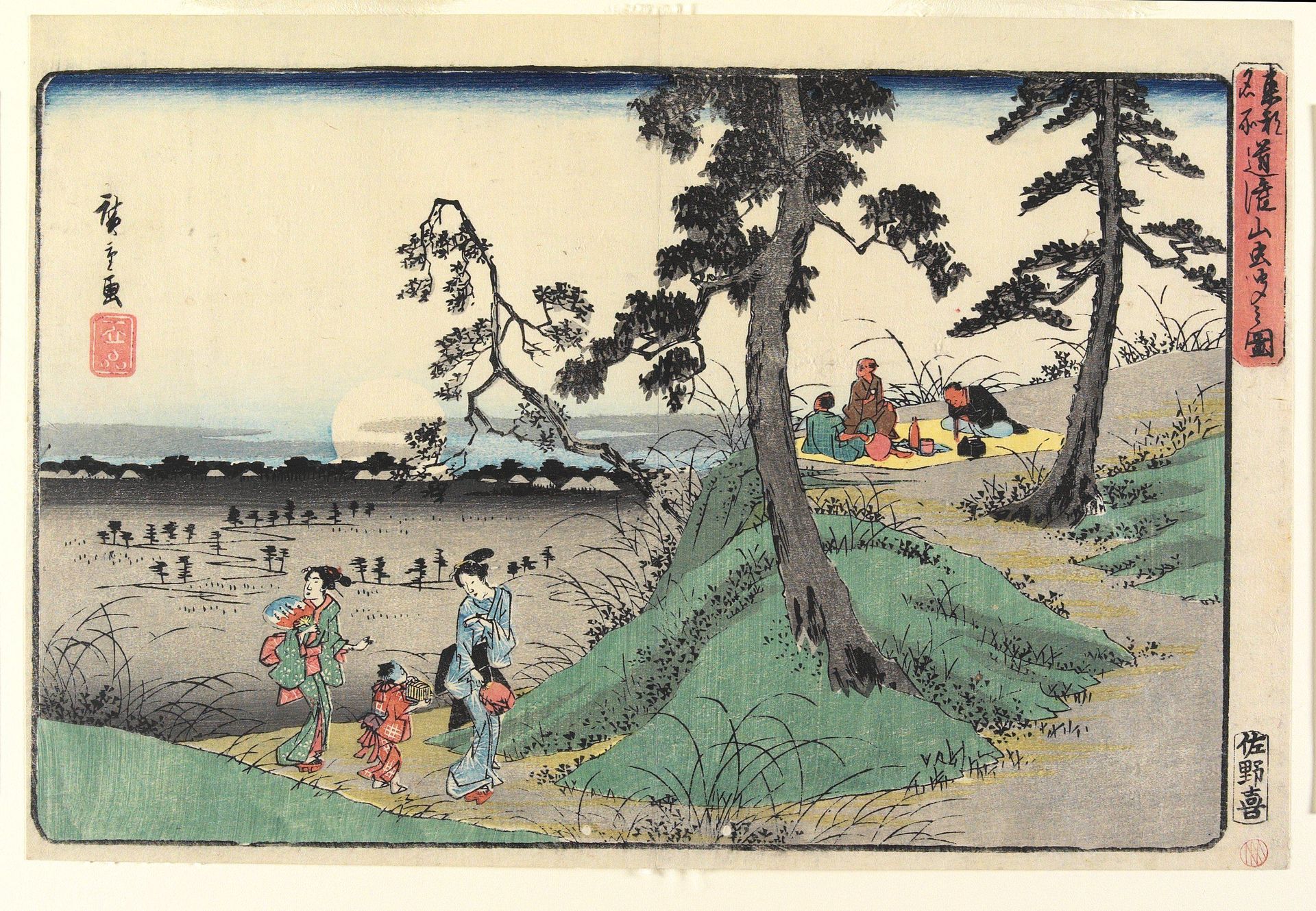 View of Listening to Crickets at DōkanHill by Utagawa Hiroshige