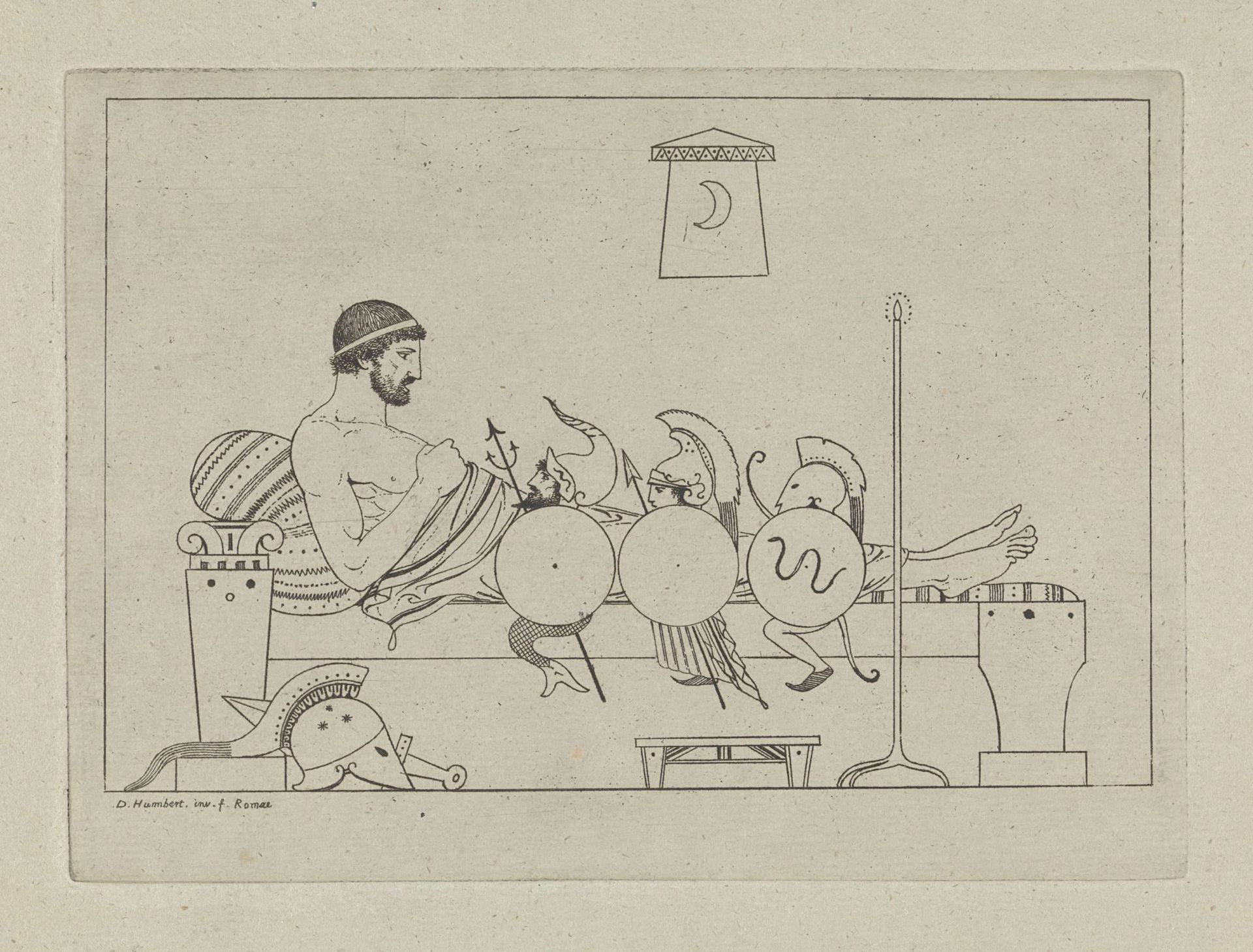 Man op Grieks rustbed by David-Pierre Giottino Humbert de Superville