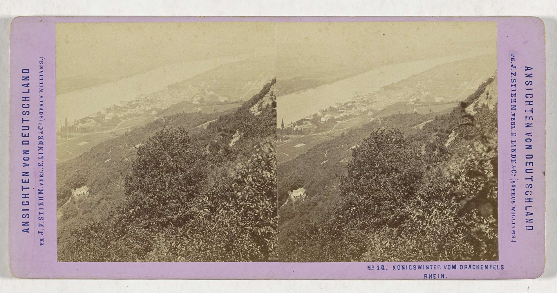 Gezicht op Königswinter, gezien vanaf de Drachenfels by Johann Friedrich Stiehm