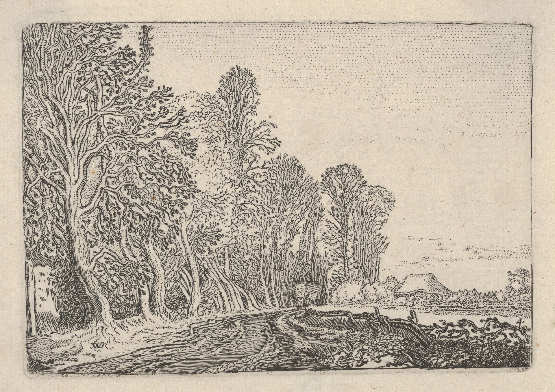 The Road at the Edge of the Forest, from Verscheyden Landtschapjes (Various Little Landscapes), Plate 4 by Willem Pietersz. Buytewech