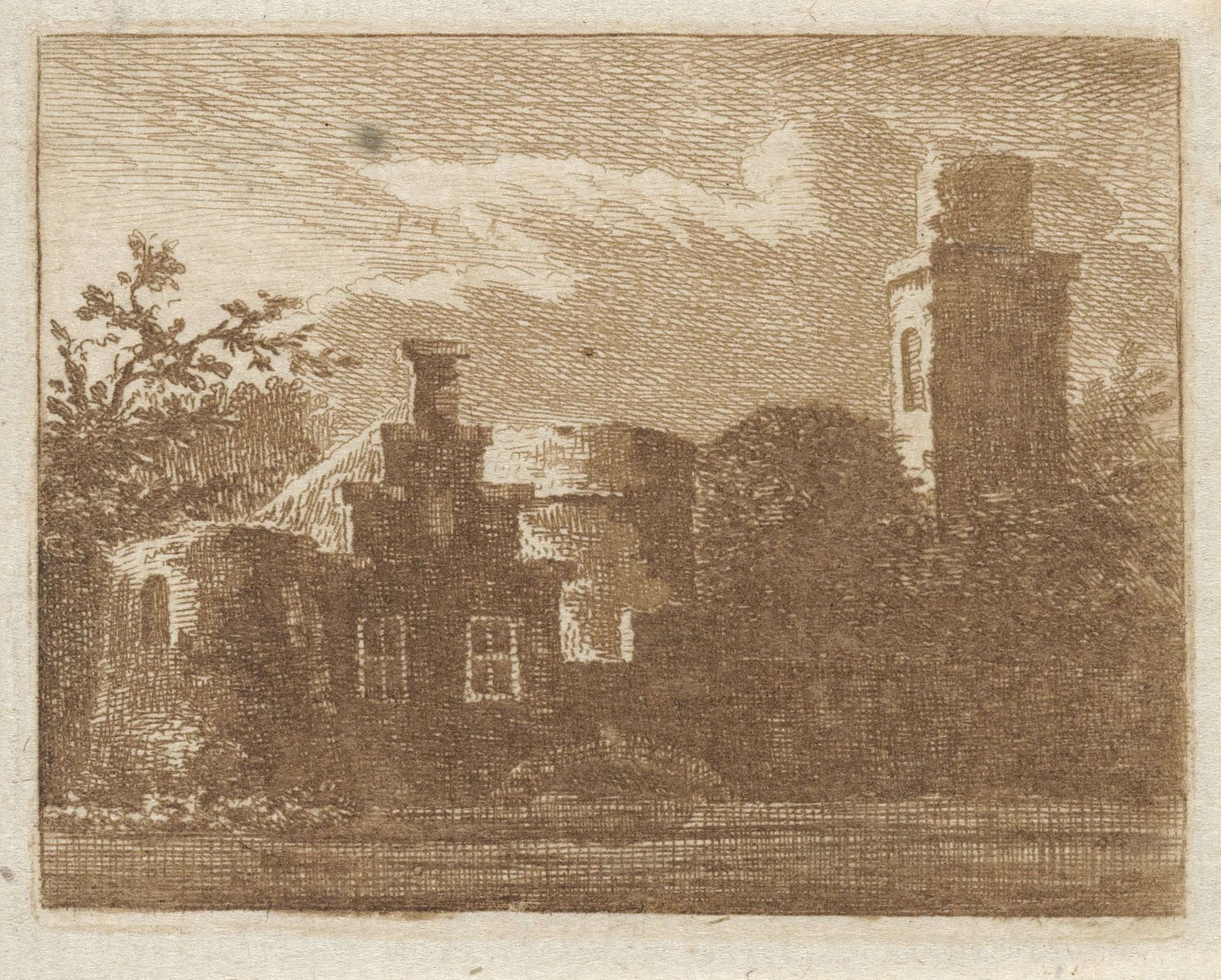 Gezicht op huis met trapgevel by Caspar Jacobsz. Philips