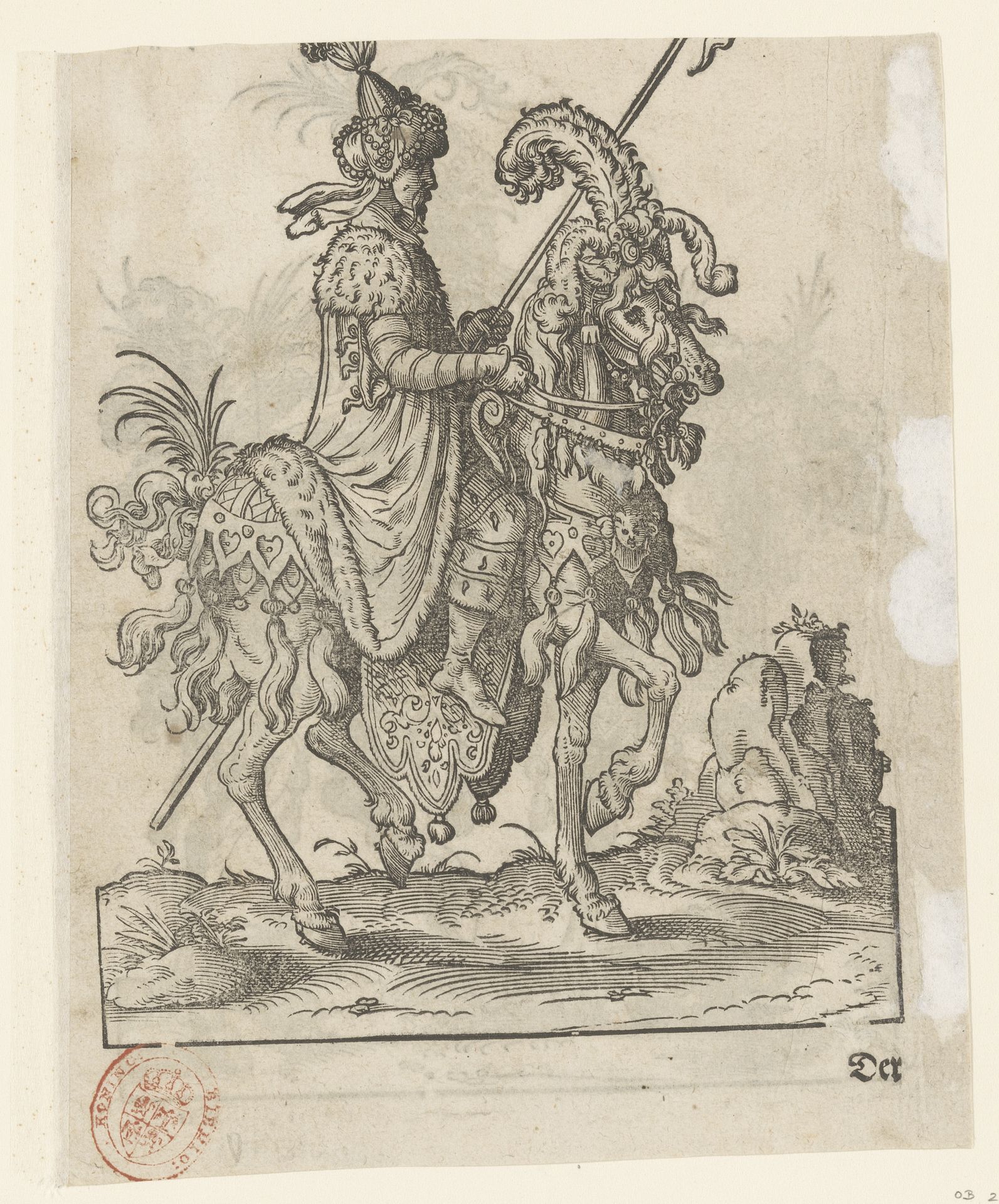Man in Turkse dracht te paard by Jost Amman