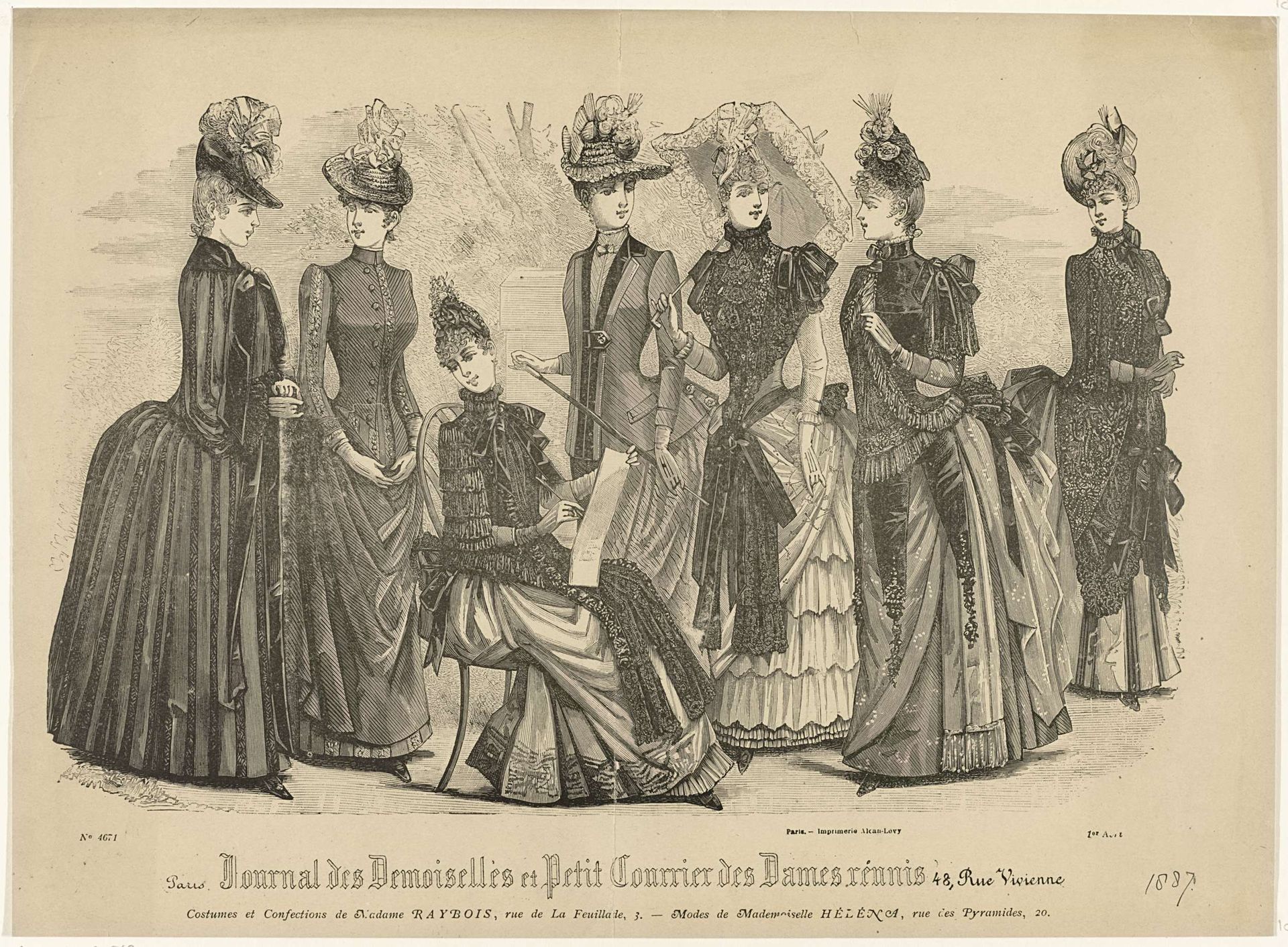 Journal des Demoiselles et Petit Courrier des Dames Réunis, 1 août 1887, No. 4671: Costumes et Confections (...) by Anonymous