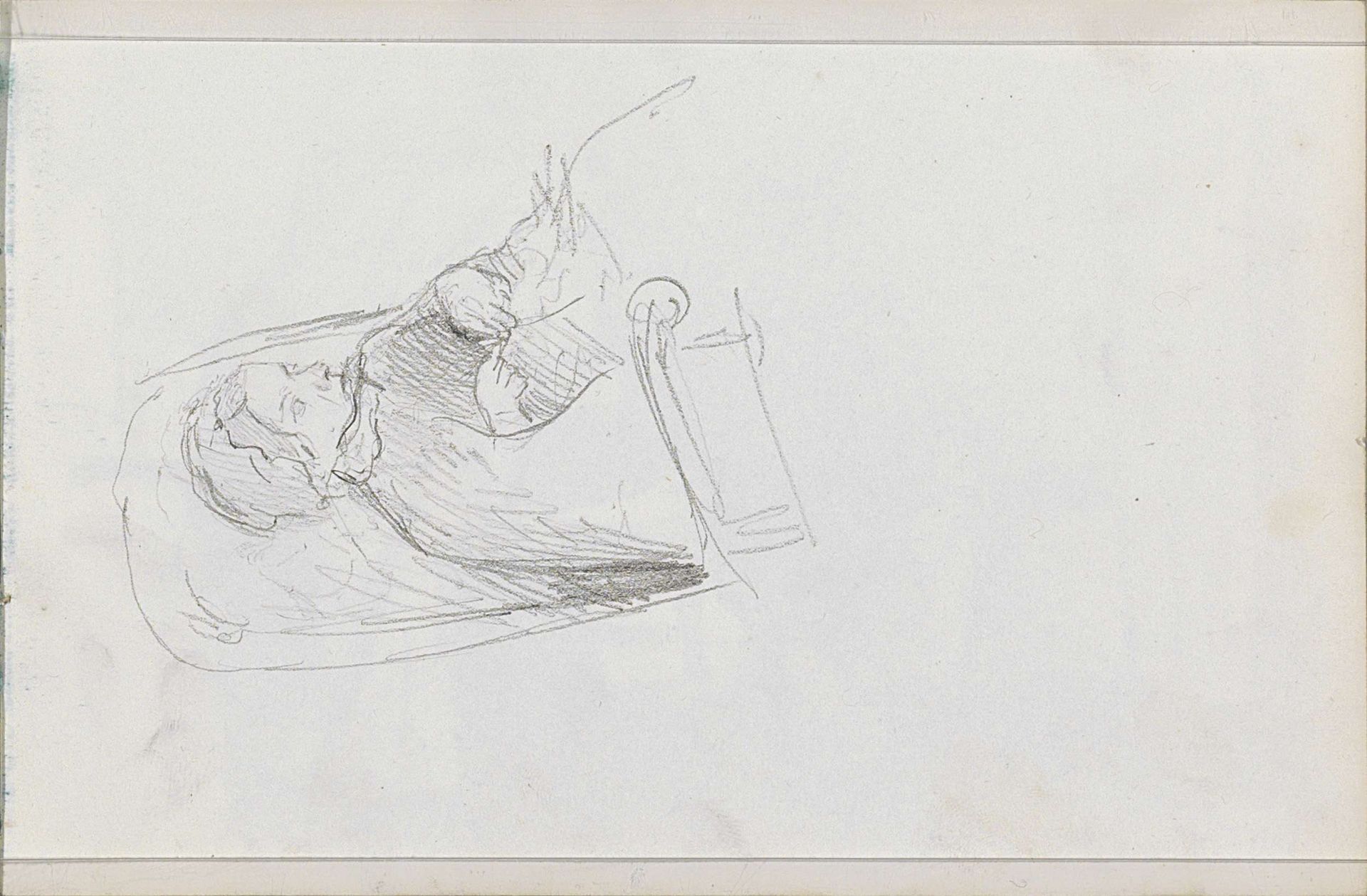 Handwerkende vrouw in een stoel by Isaac Gosschalk