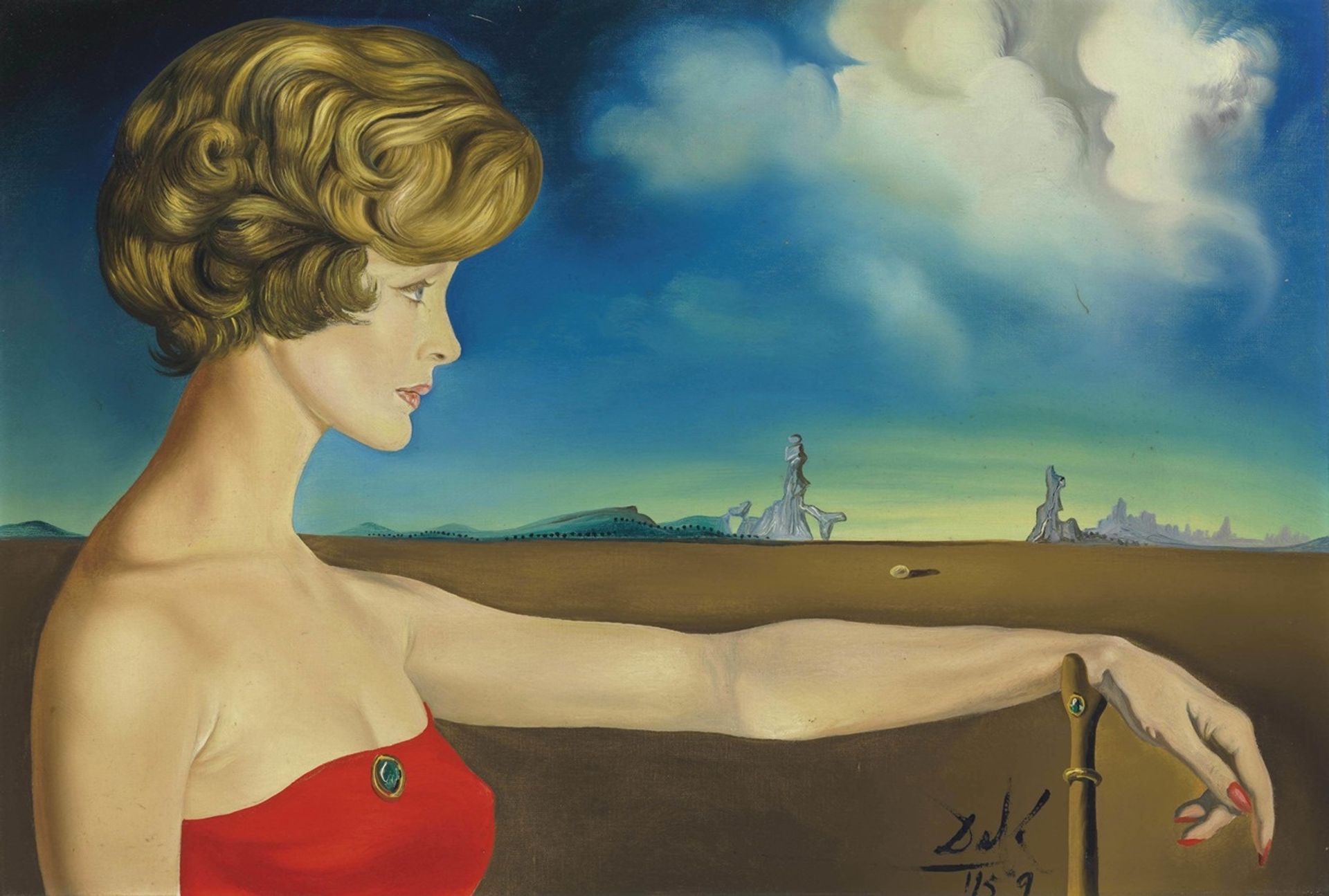 Jeune femme dans un paysage by Salvador Dalí