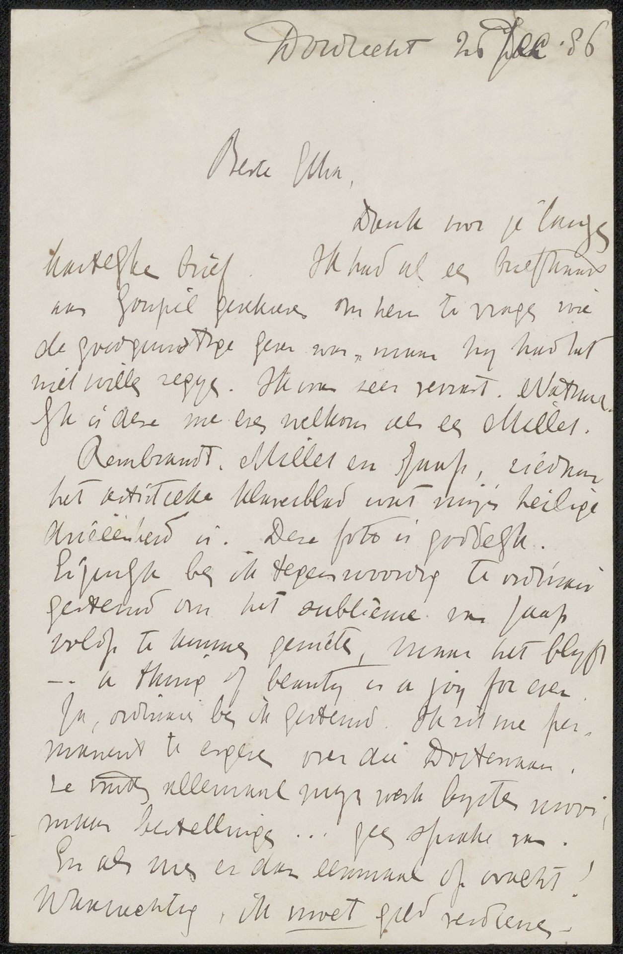 Brief aan Etha Fles by Jan Veth
