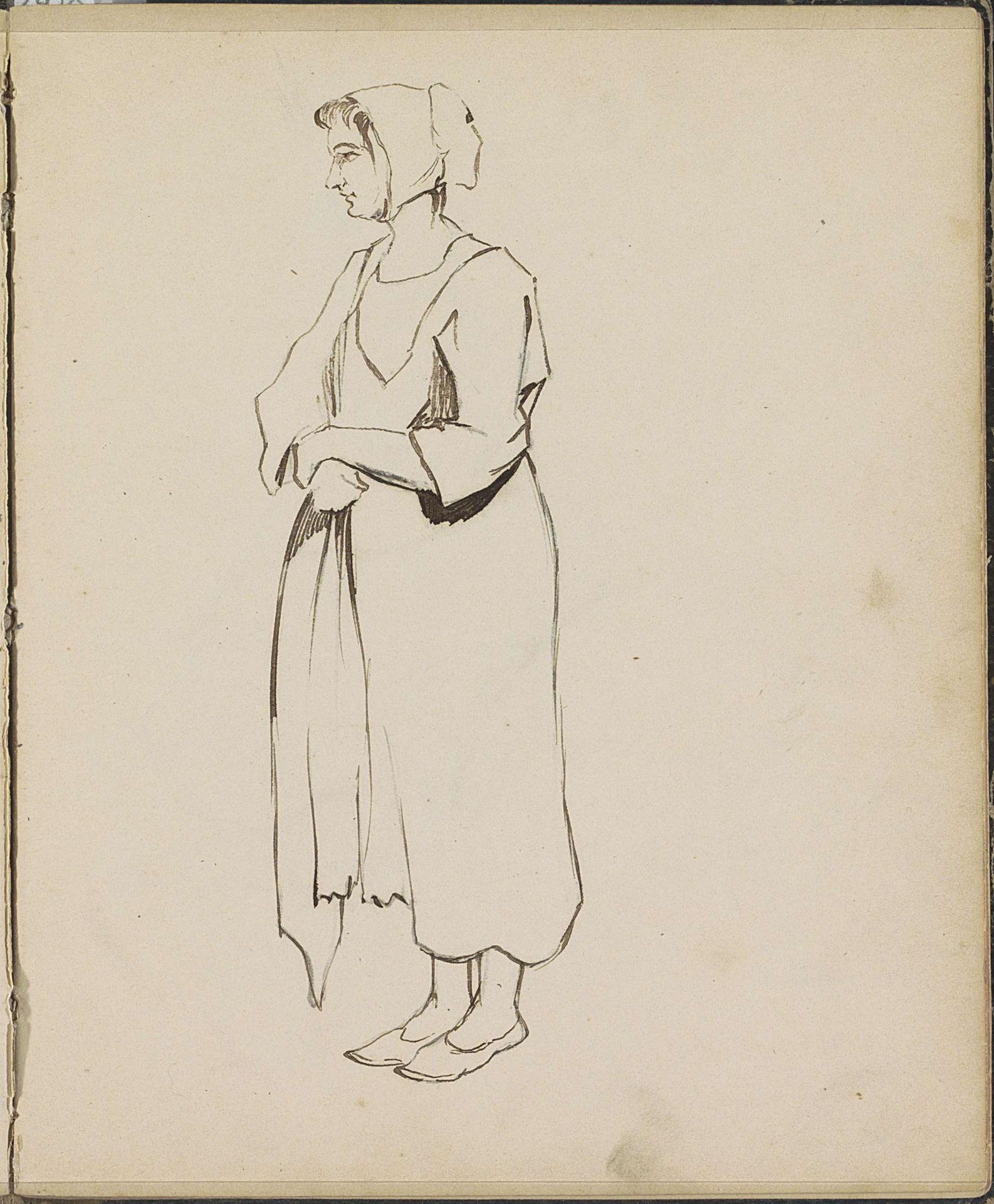 Boerin met kap, ten voeten uit by Johannes Tavenraat