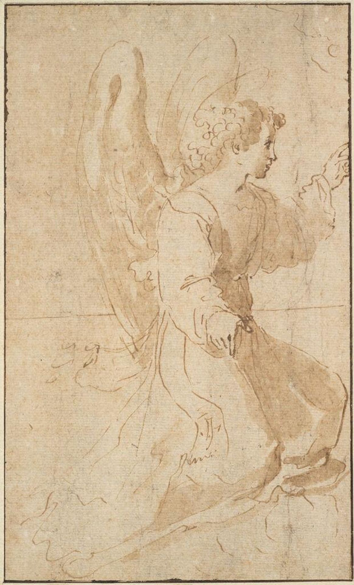 Annunciation, angel and Madonna on separate sheets by Annibale Carracci