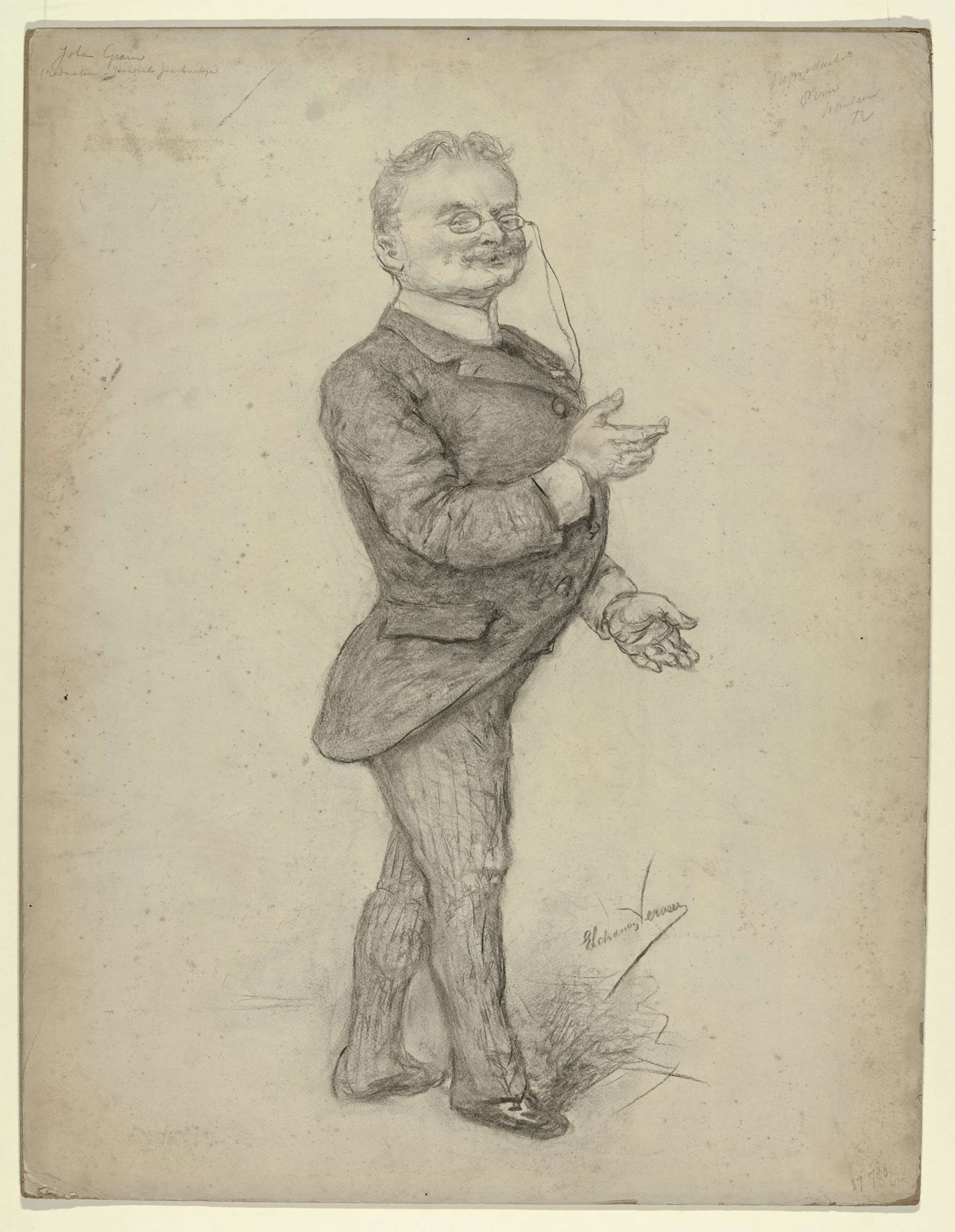 Karikatuurportret van Johan Gram by Elchanon Verveer