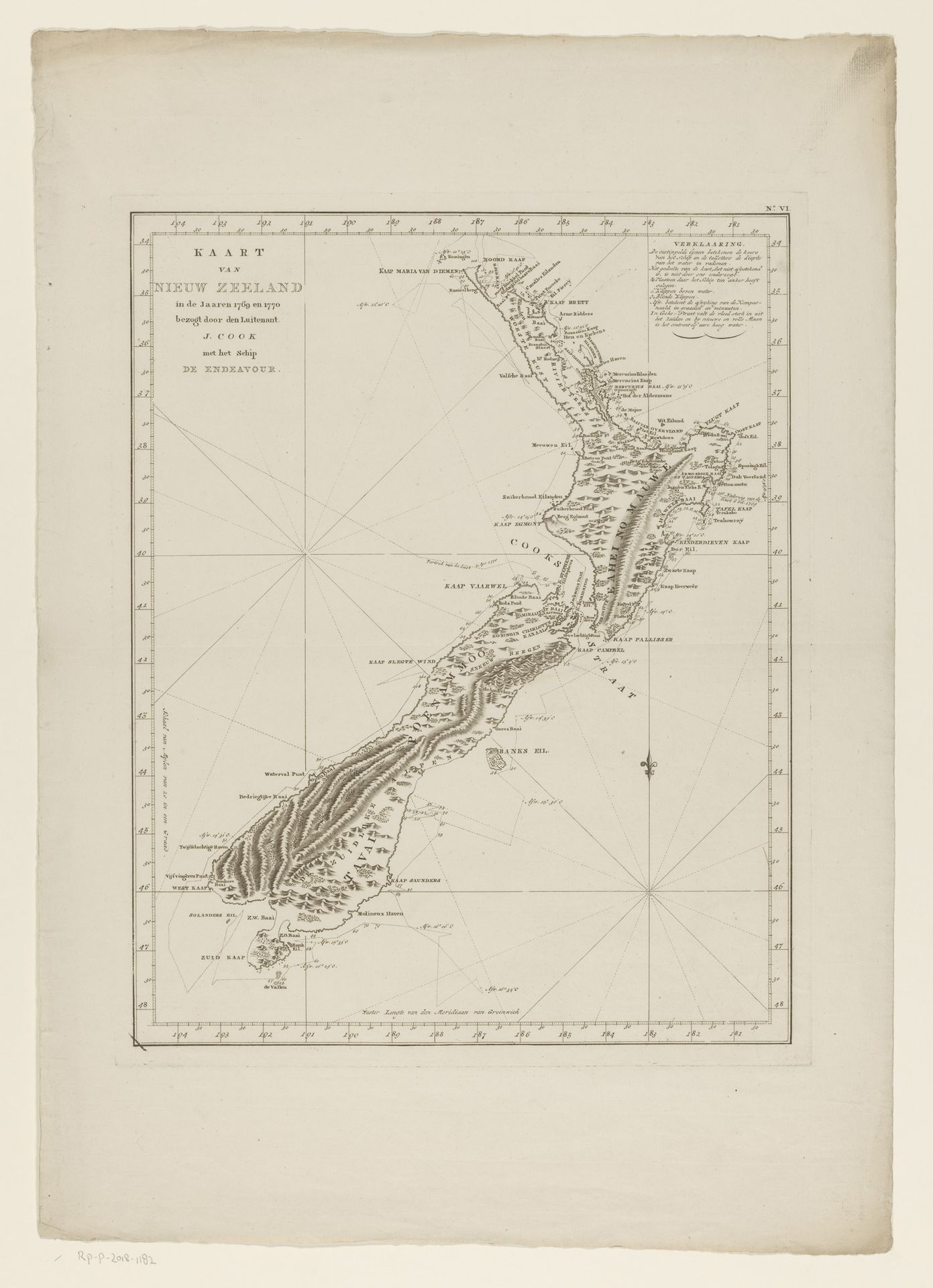 Kaart van Nieuw-Zeeland by Anonymous