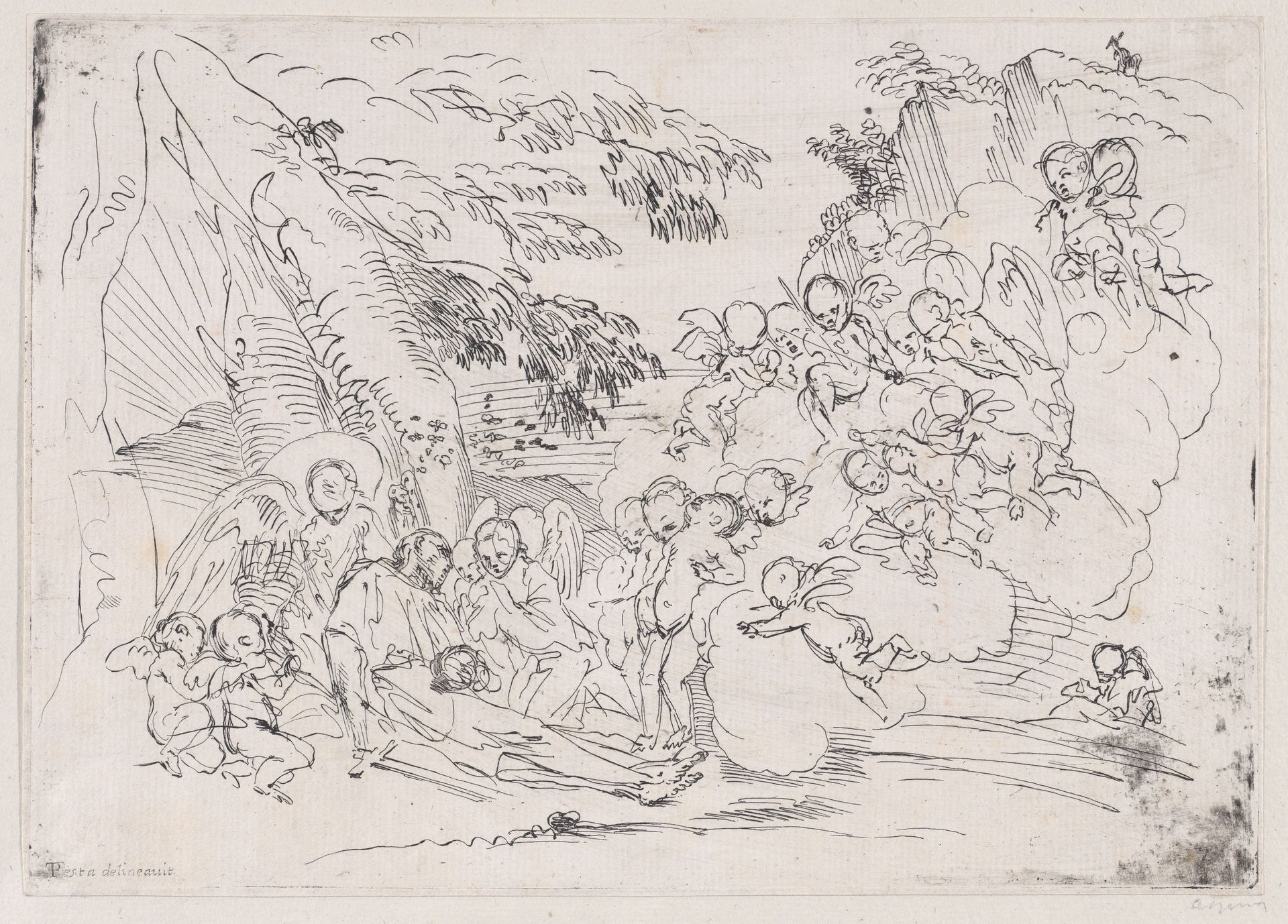 The death of Saint Pellegrino surrounded by many putti by Anonymous
