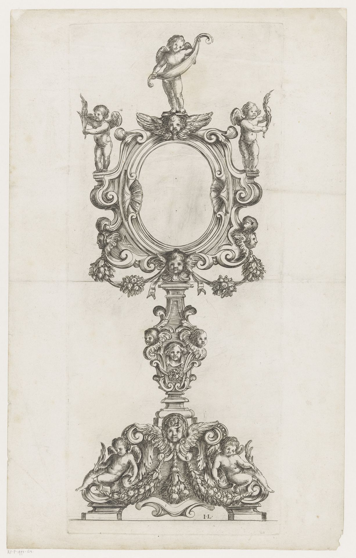 Monstrans met vijf putti by Giacomo Laurenziani