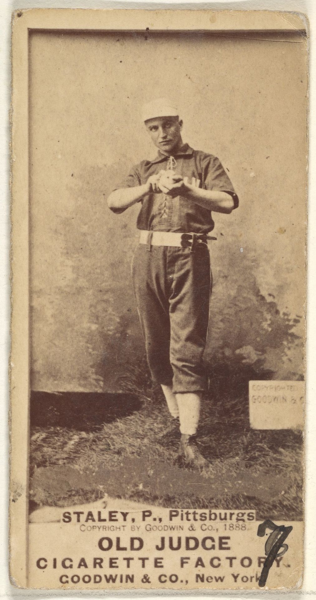 Henry "Harry" Eli Staley, Pitcher, Pittsburgh, from the Old Judge series (N172) for Old Judge Cigarettes by Goodwin & Company