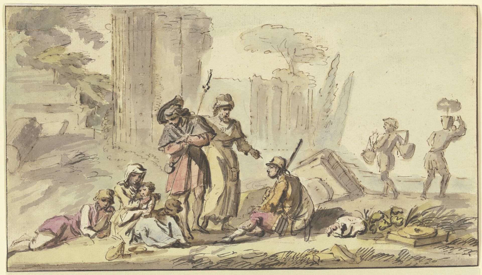 Resting pilgrims near ruins by Jean-Baptiste Lallemand
