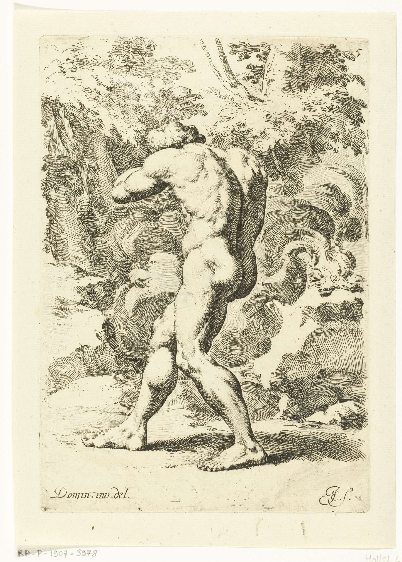 Kaïn vluchtend voor Gods wraak by Jan de Bisschop