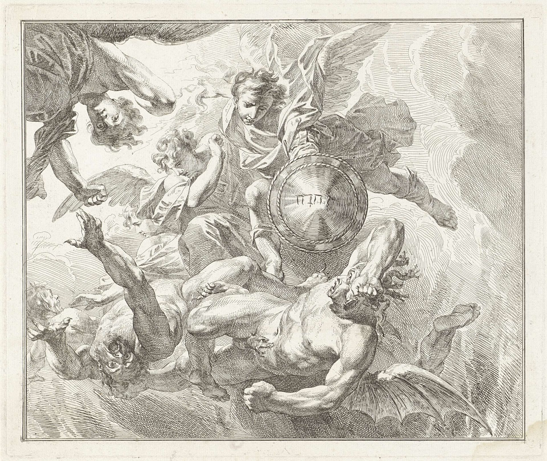 Michaël en de val van de opstandige engelen by Jacob de Wit