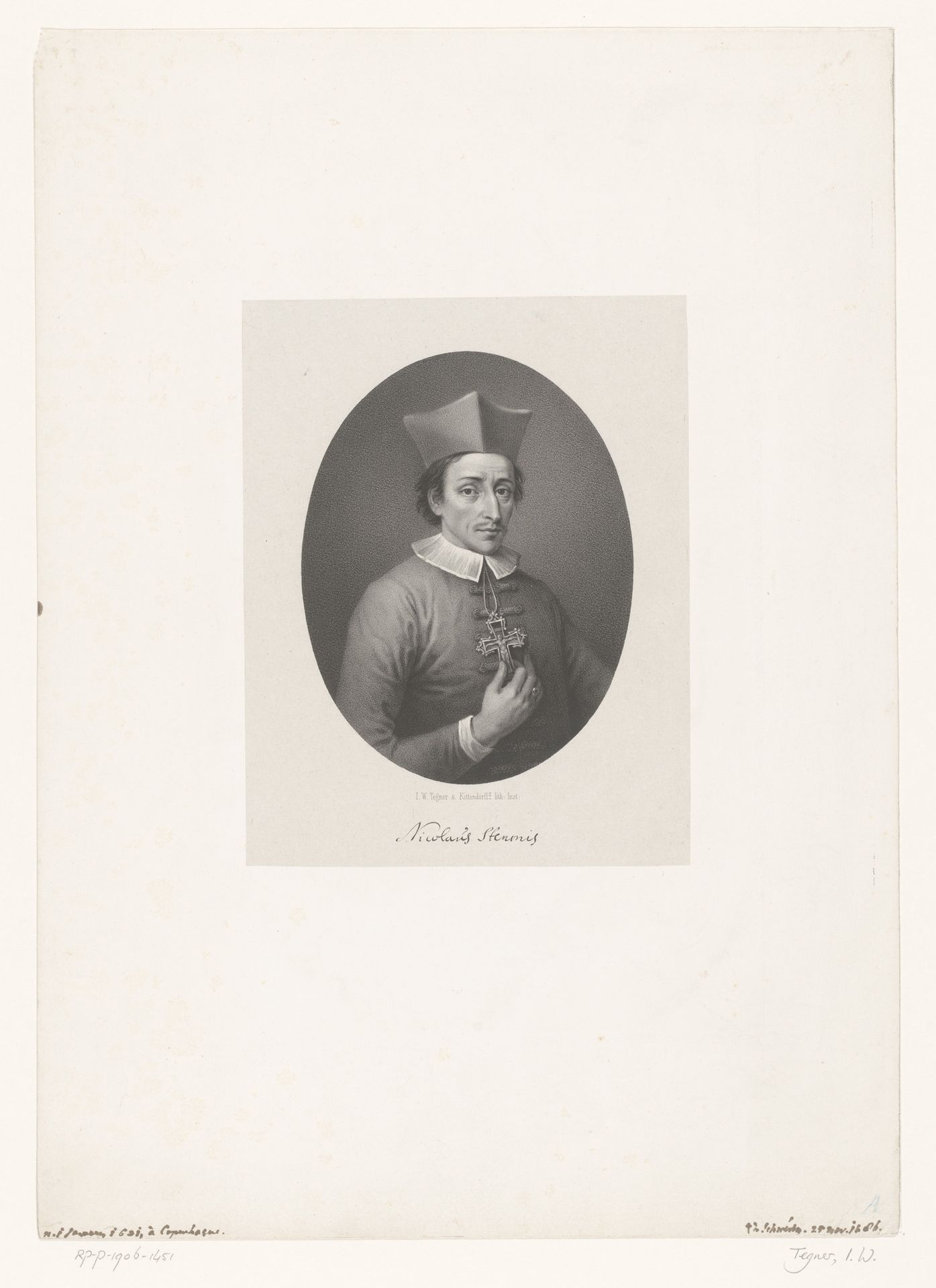 Portret van Nicolas Steno by Isaac Wilhelm Tegner