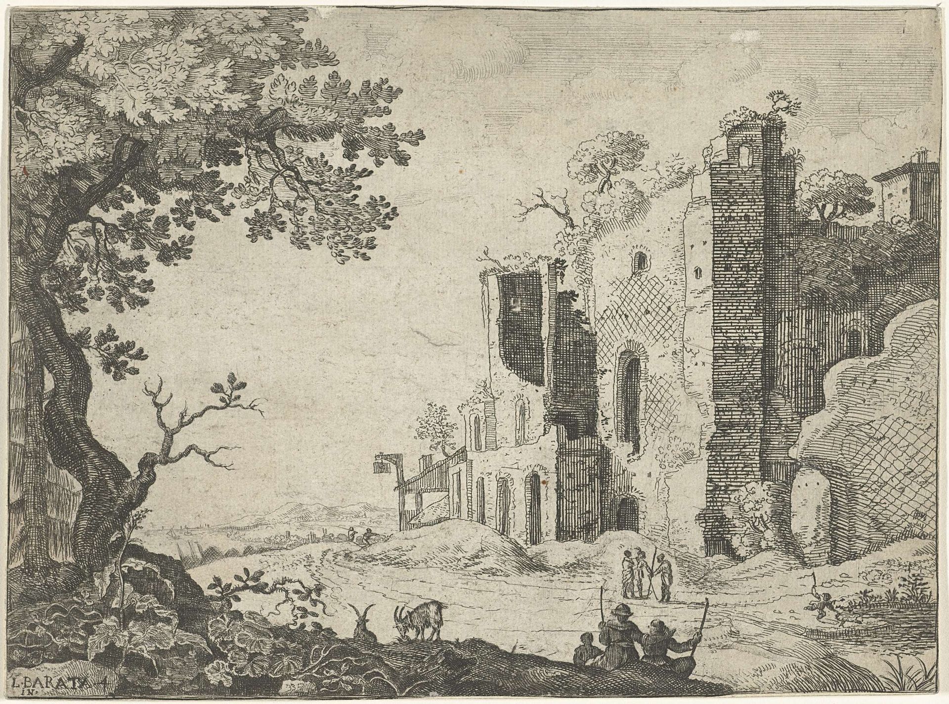 Ruïne met bomen begroeid by Laurens Barata
