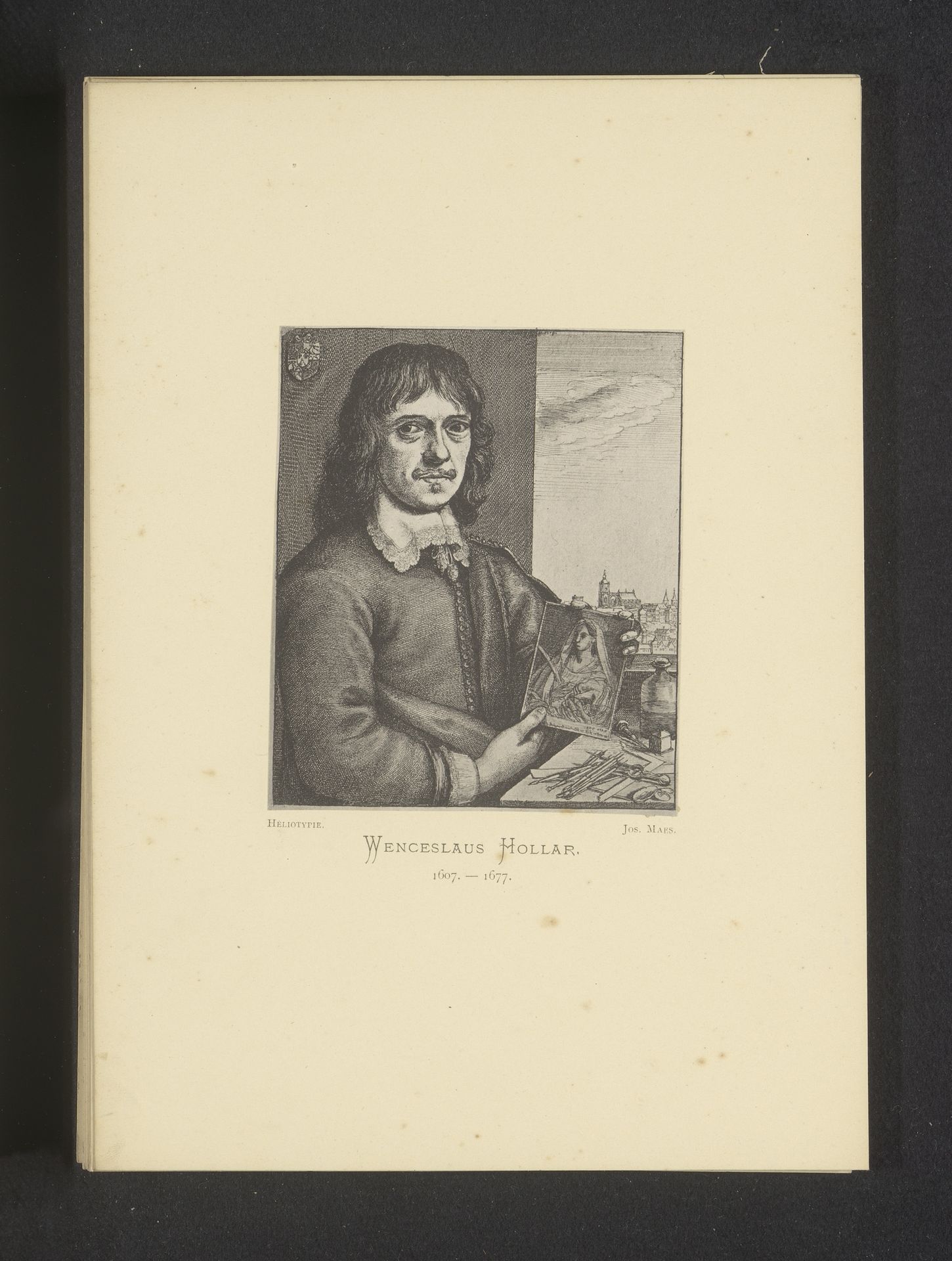 Reproductie van een ets van een portret van Wenceslaus Hollar door Wenceslaus Hollar by Joseph Maes