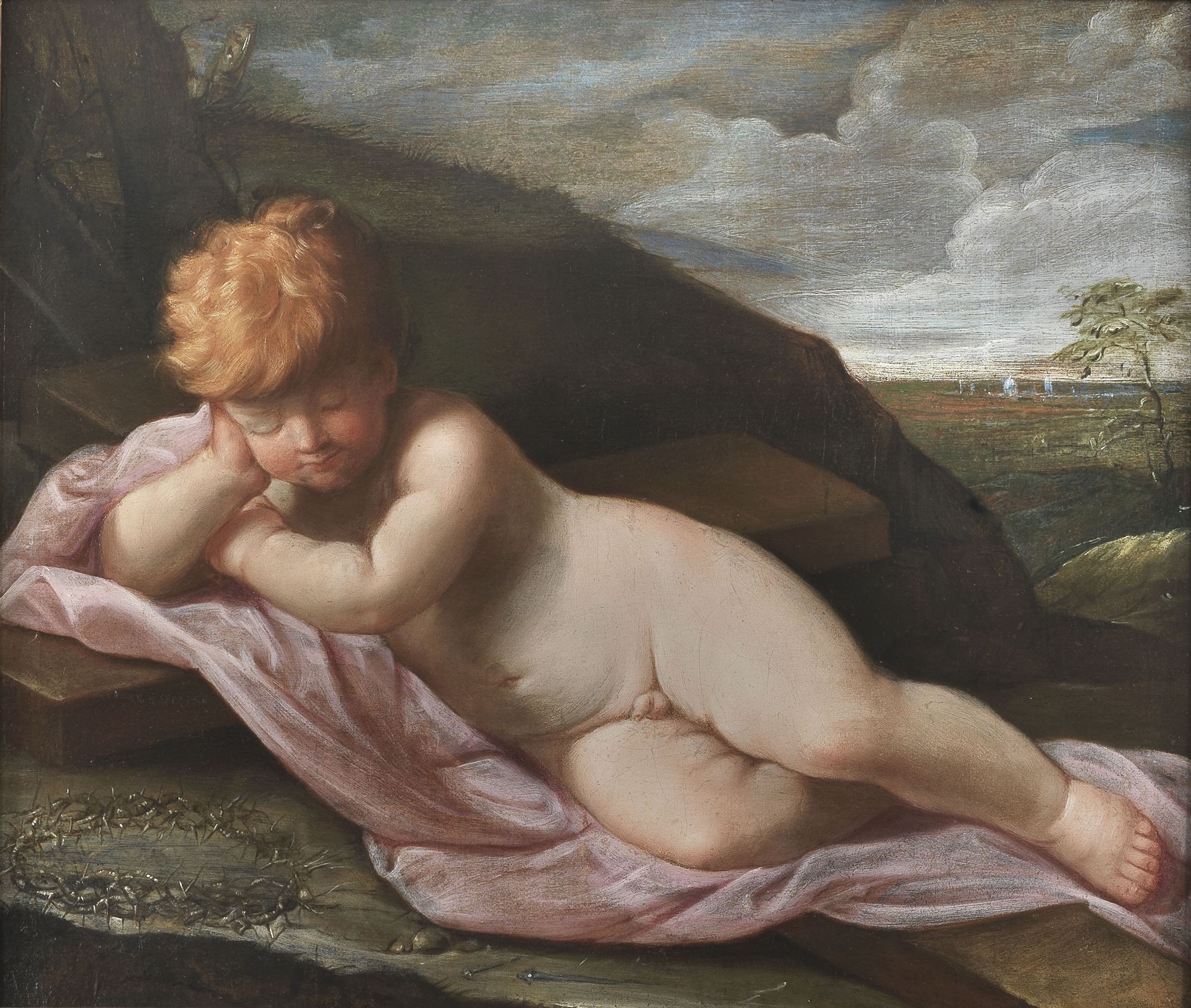 Baby Jesus asleep on the Cross by Guido Reni