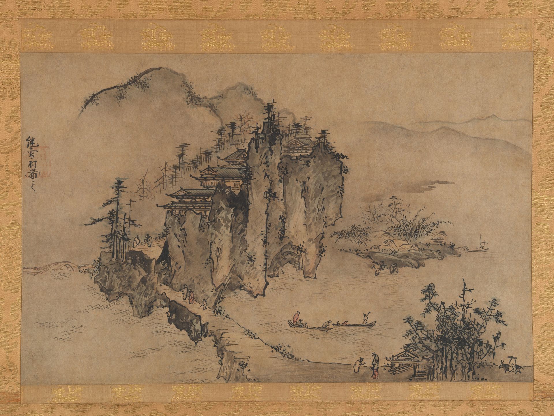 Landscape with Rocky Precipice by Sesson Shūkei 雪村周継