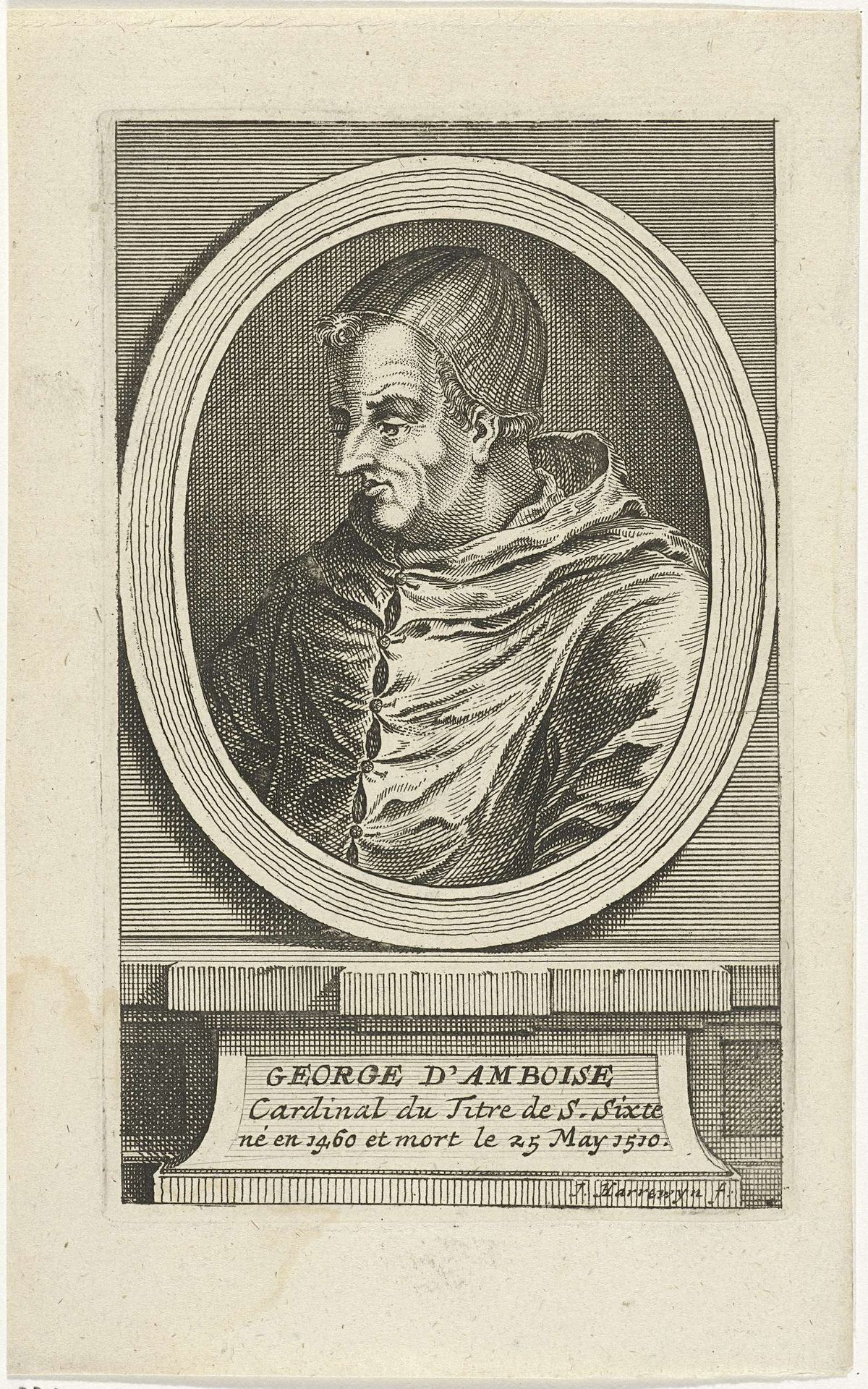 Portret van Georges d'Amboise, aartsbisschop van Rouen by Jacobus Harrewijn