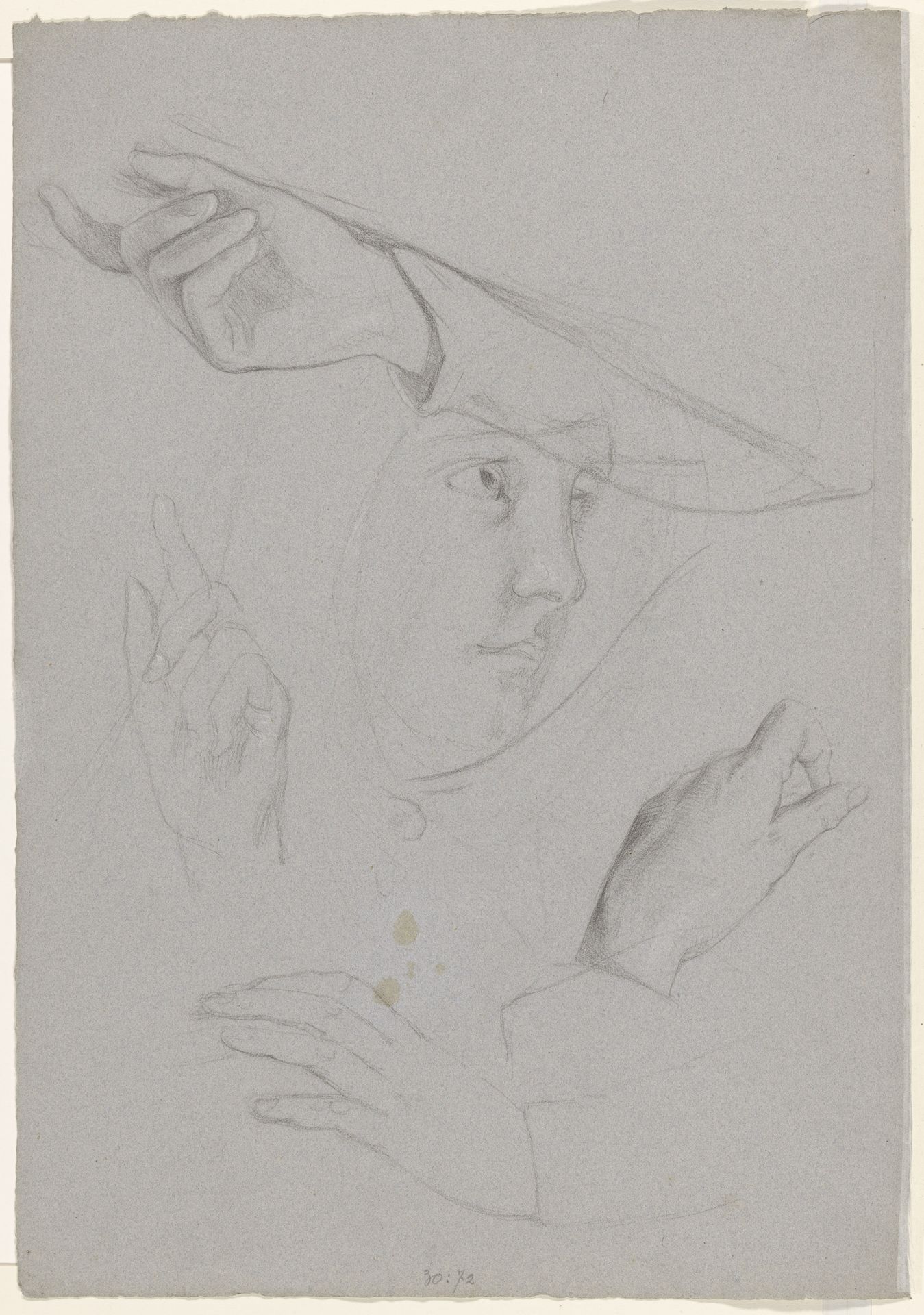 Studies van handen en een vrouwenkop by Jan Adam Kruseman