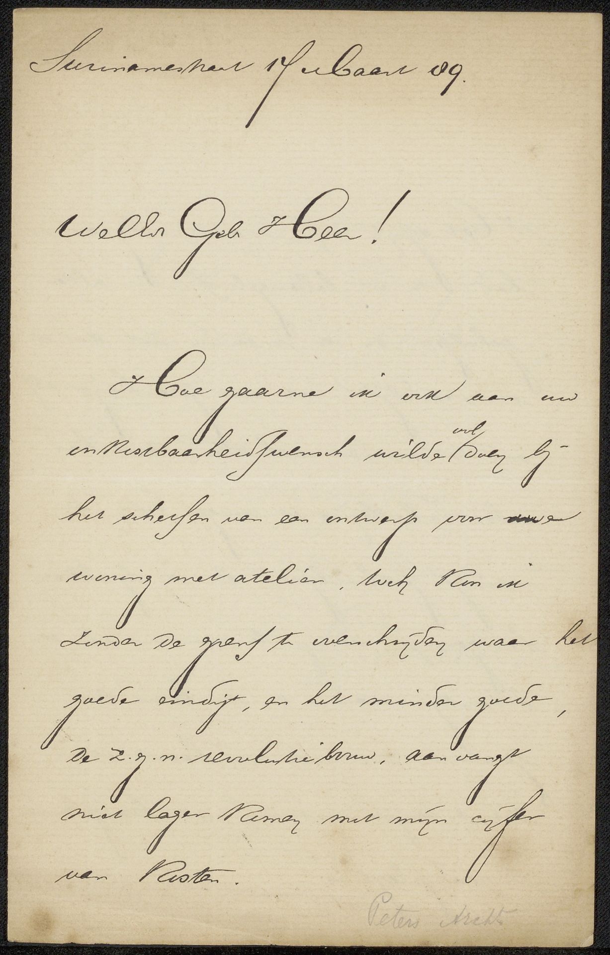 Brief aan Philip Zilcken by C.H. Peters