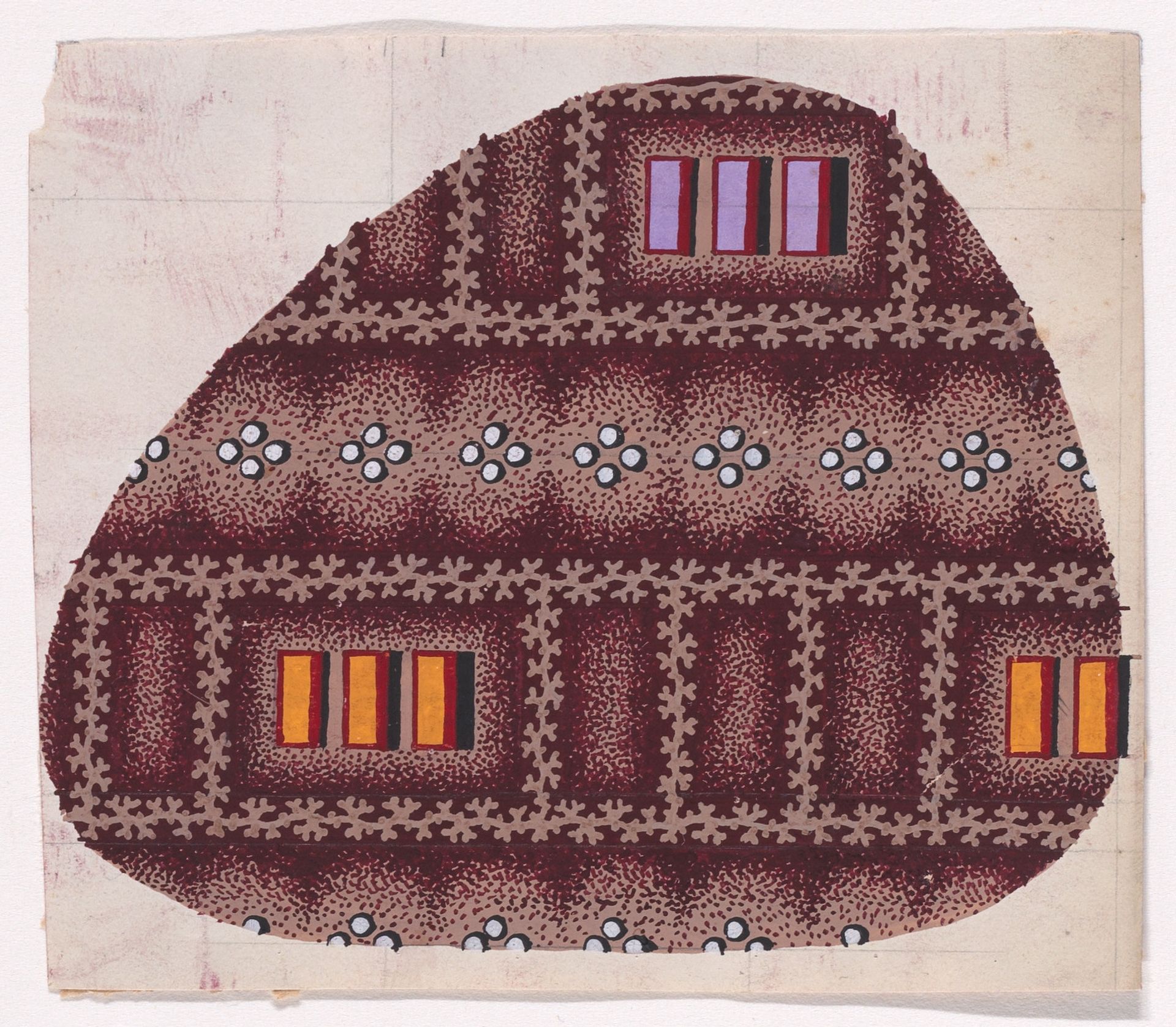 Textile Design with Vertical Rows of Groups of Three Rectangles Framed by Garlands of Branches and Separated by Rows of Groups of Four Pearls by Anonymous
