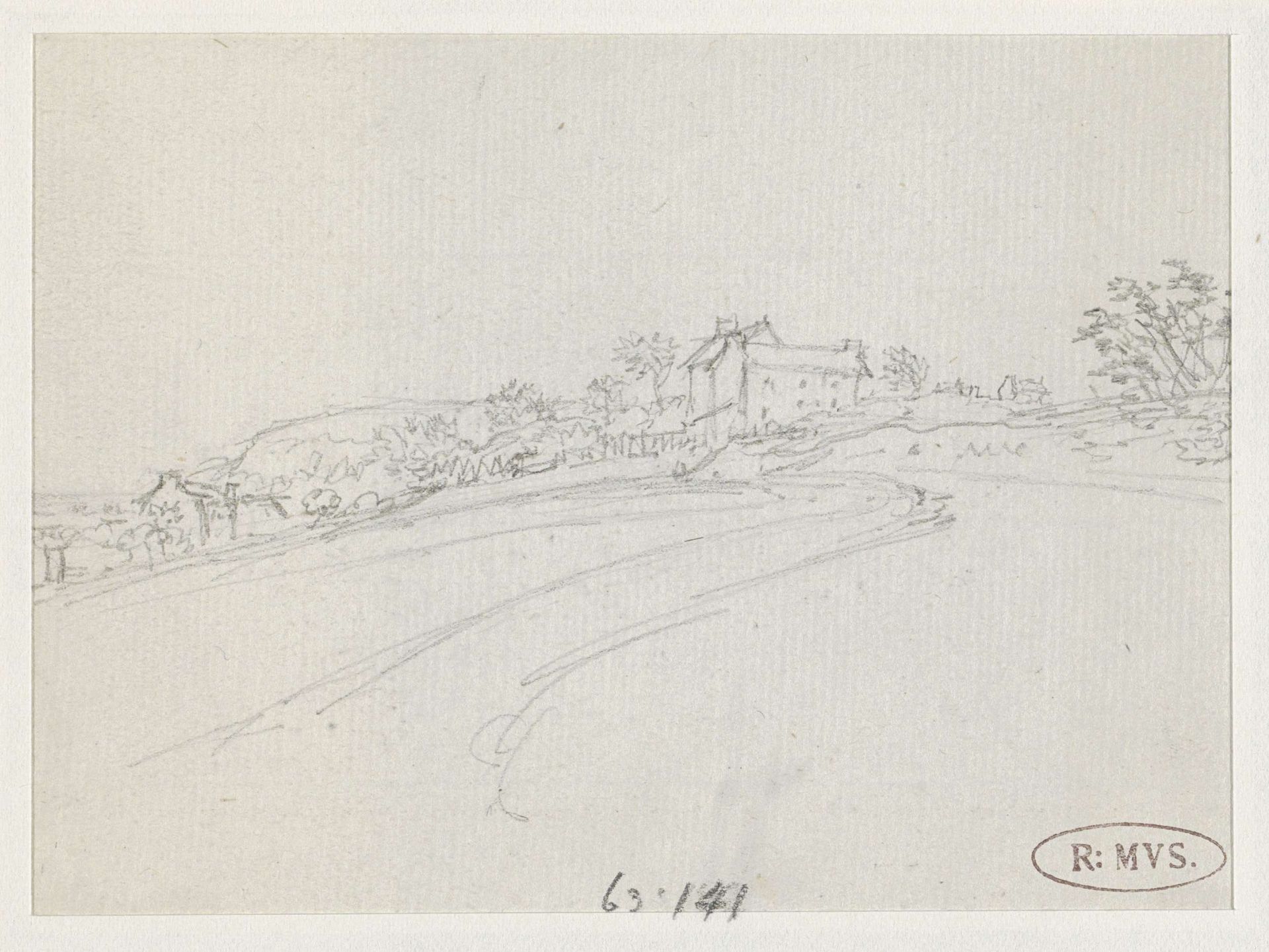 Huizen liggend op een helling by Georges Michel