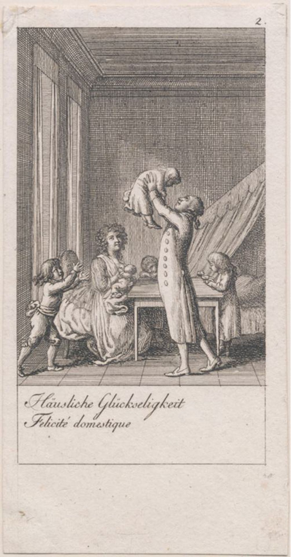Illustration til bevæggrunde til giftermål og deres følger (Häusliche Glückseligkeit Felicité domestique) by Daniel Nikolaus Chodowiecki
