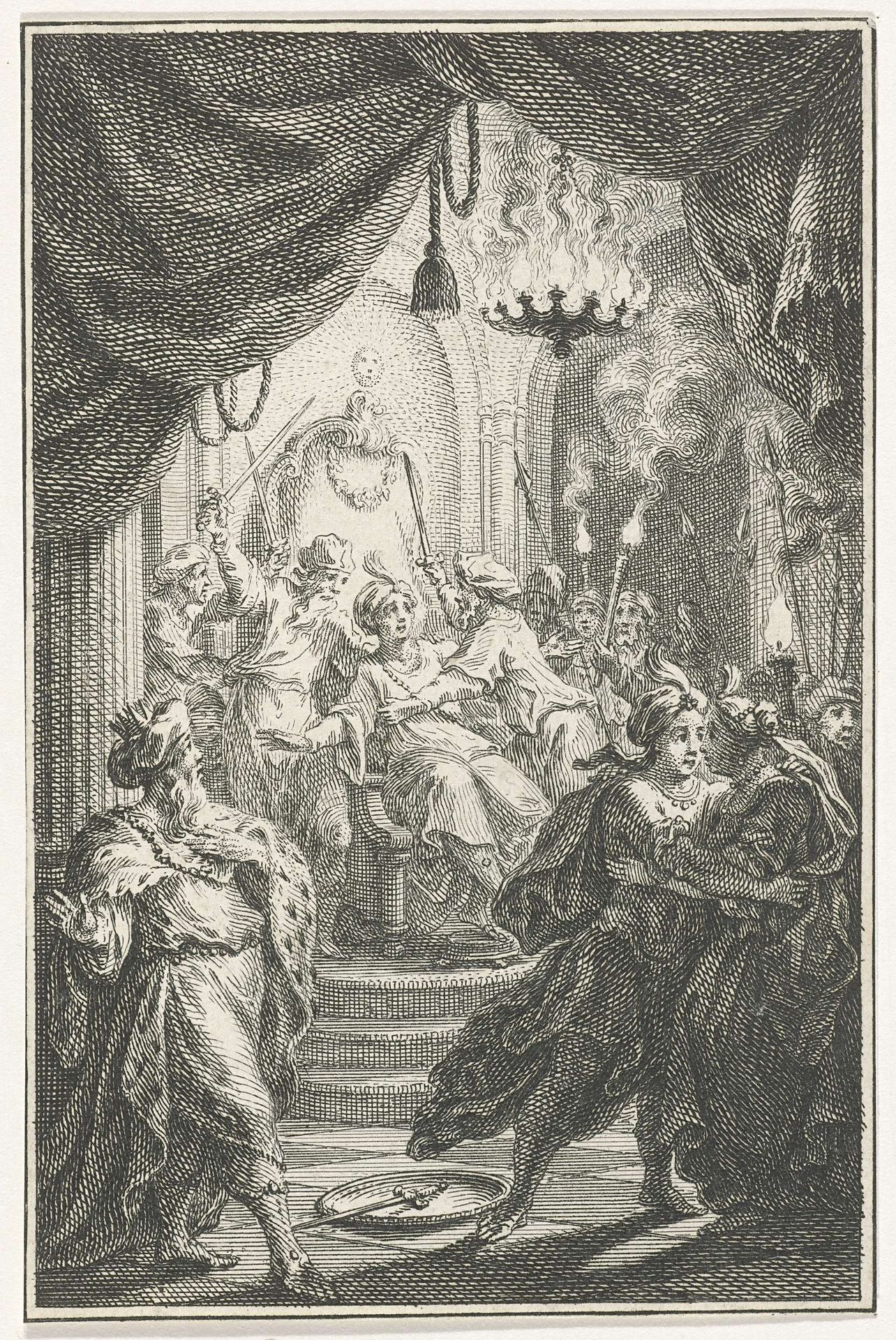 Aanval op tronende Oosterling by Simon Fokke