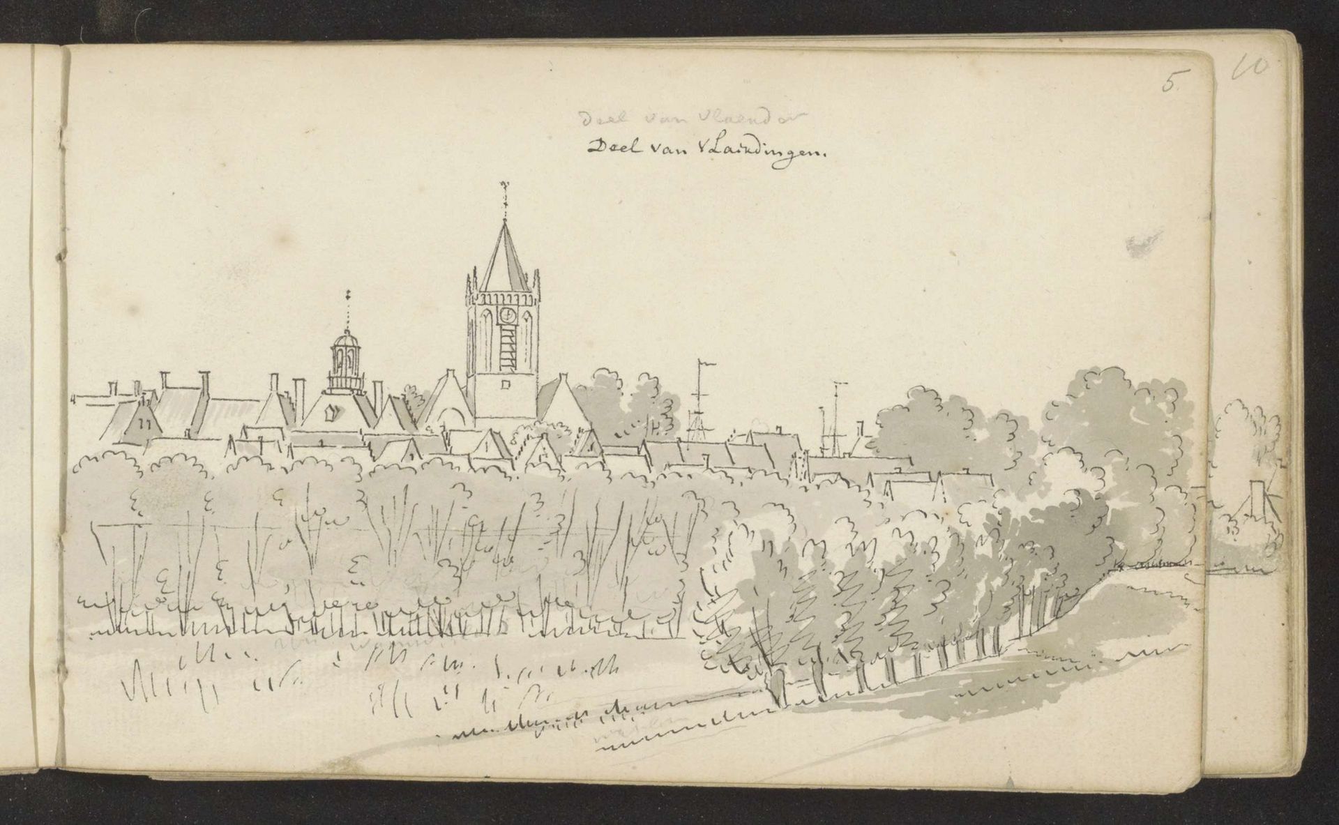 Gezicht op Vlaardingen met kerk by Abraham de (II) Haen