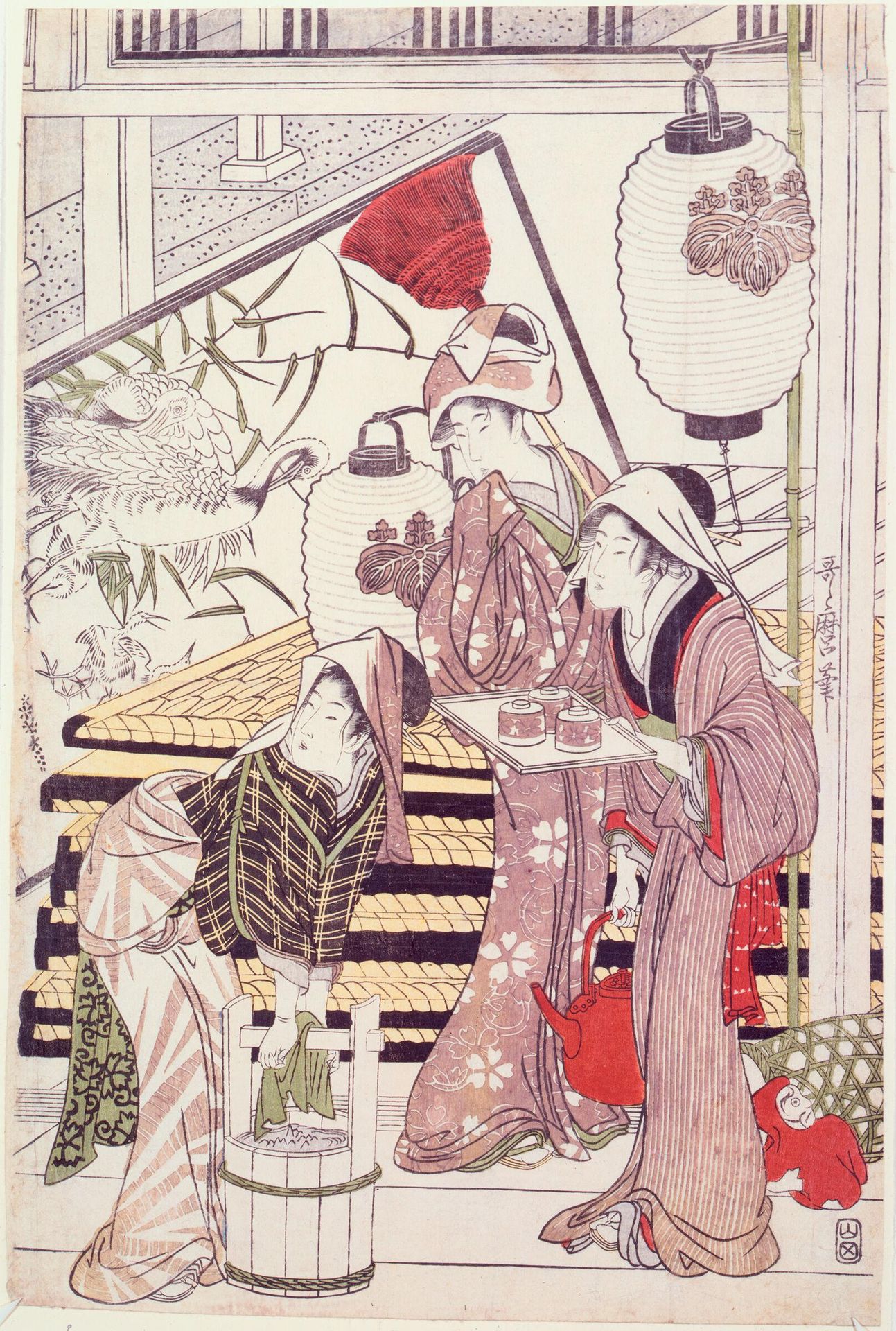 Housecleaning (Susuhaki) by Kitagawa Utamaro åå¤å·æ­éº?"Late Edo period