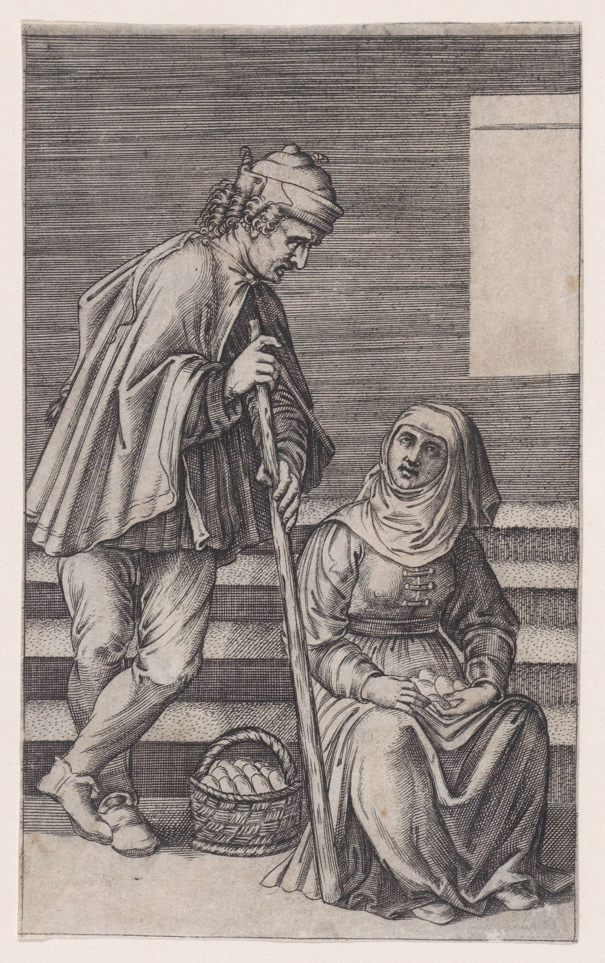 Peasant and a Woman with Eggs by Agostino Veneziano