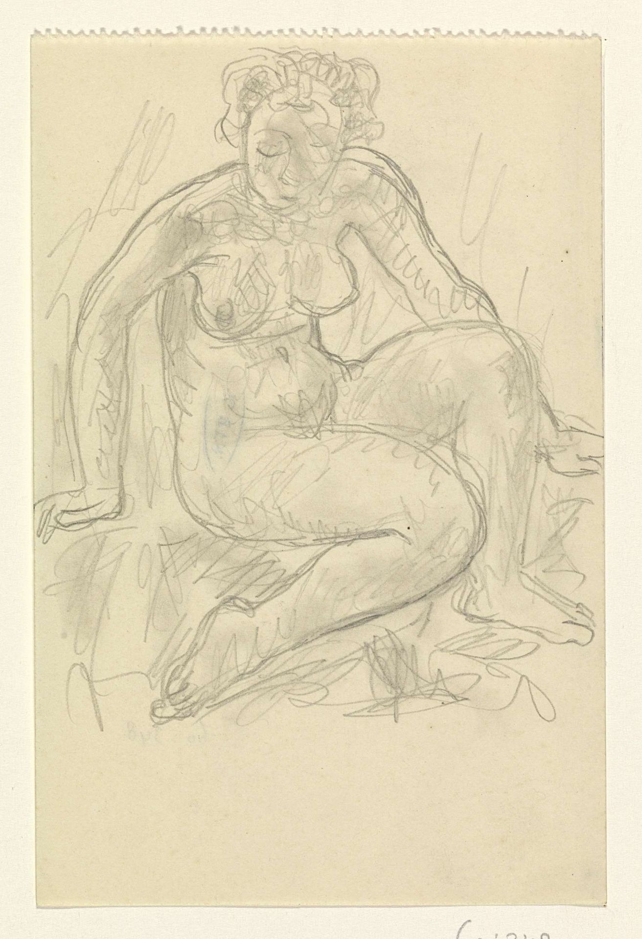 Zittende naakte vrouw by Leo Gestel
