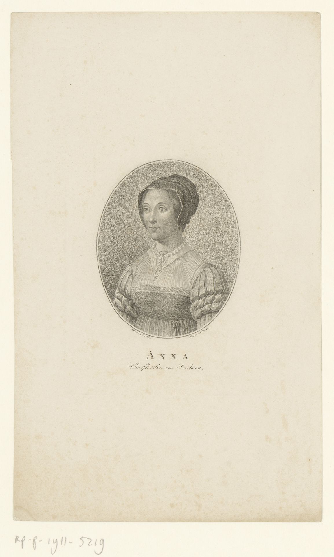 Portret van Anna van Saksen by Friedrich Rossmässler
